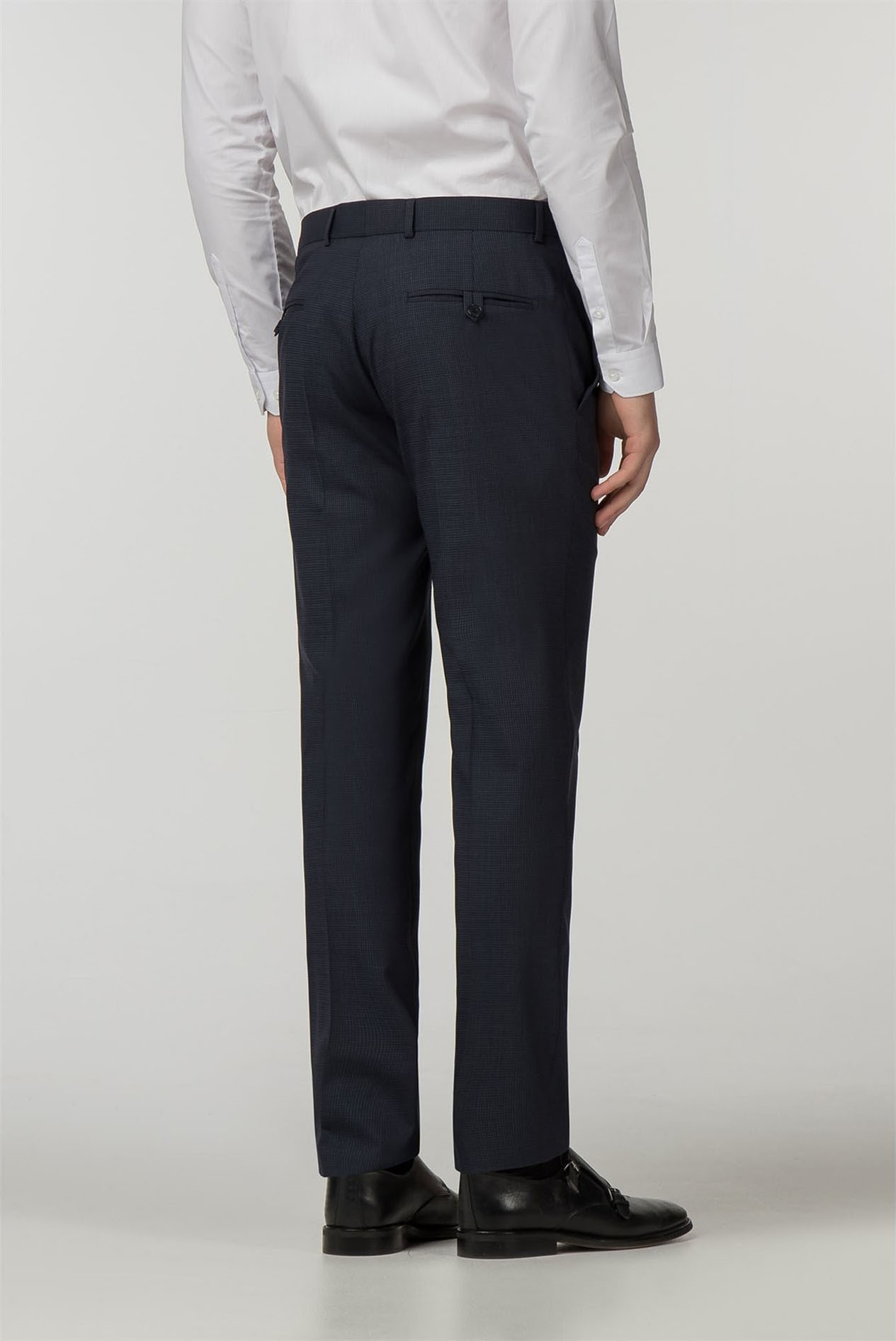 Limehaus | Slim Fit Navy Blue Micro Suit Trousers | Suit Direct