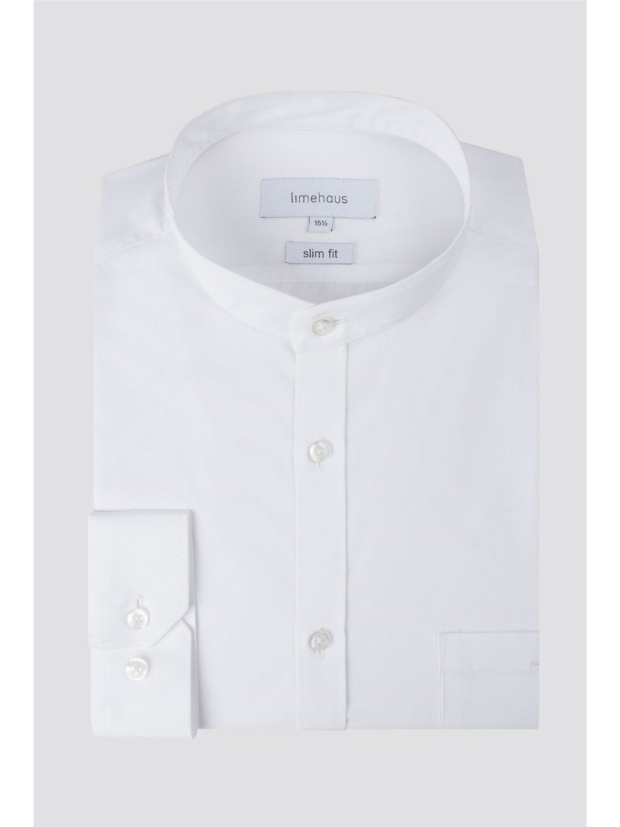 white grandad collar shirt slim fit