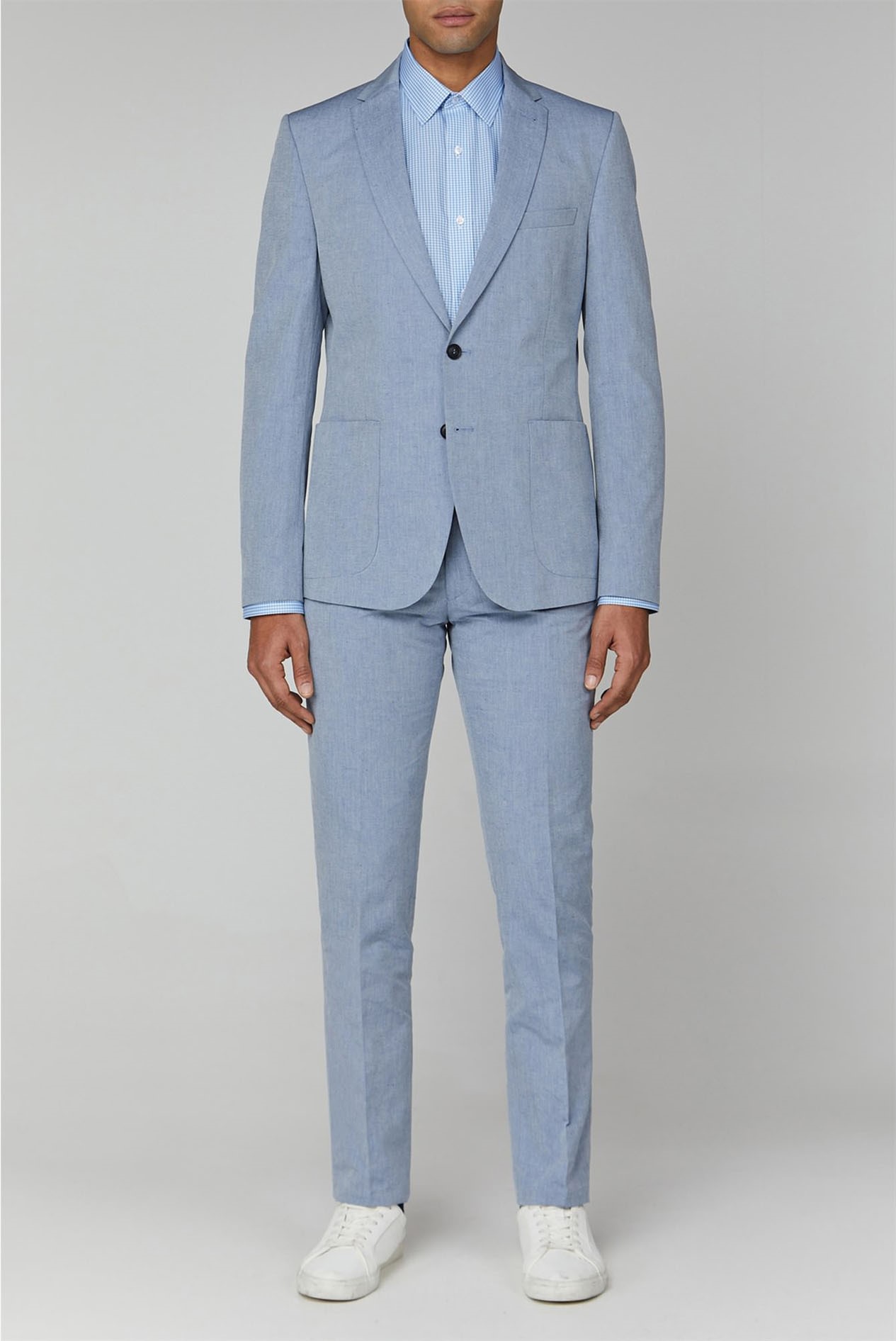 Ben Sherman | Blue Chambray Super Slim Suit | SuitDirect.co.uk