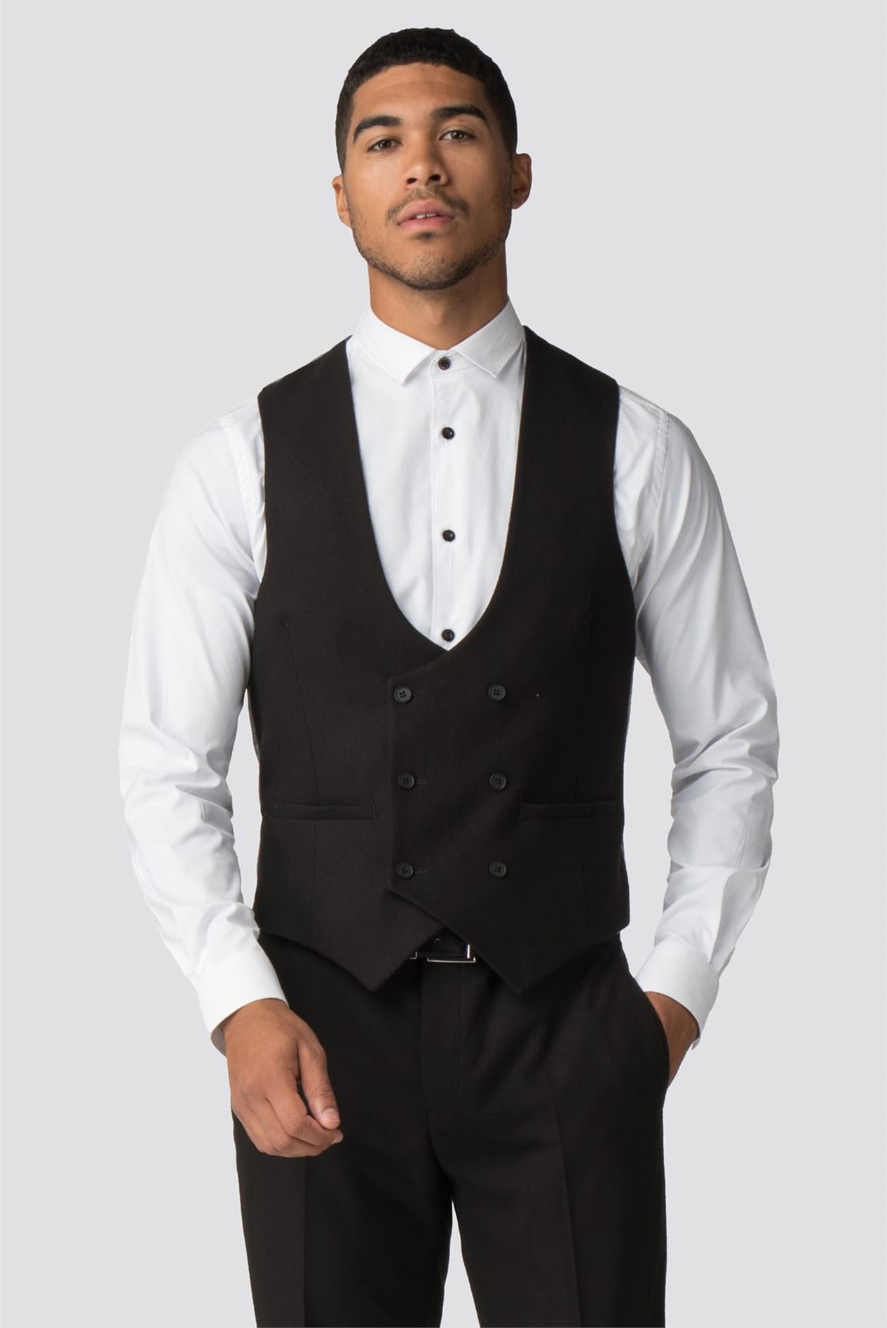 Shelby & Sons | Men's Black Waistcoat | Suit Direct