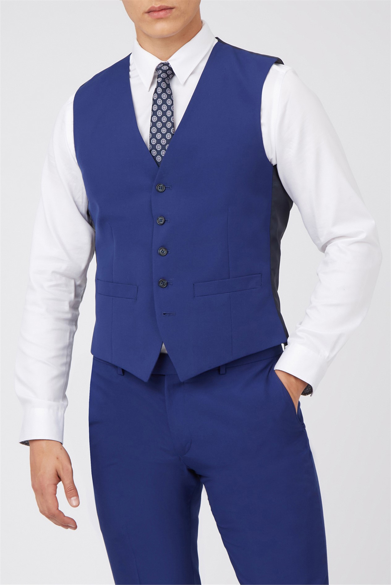 Limehaus | Men's Cobalt Blue Slim Waistcoat | Suit Direct