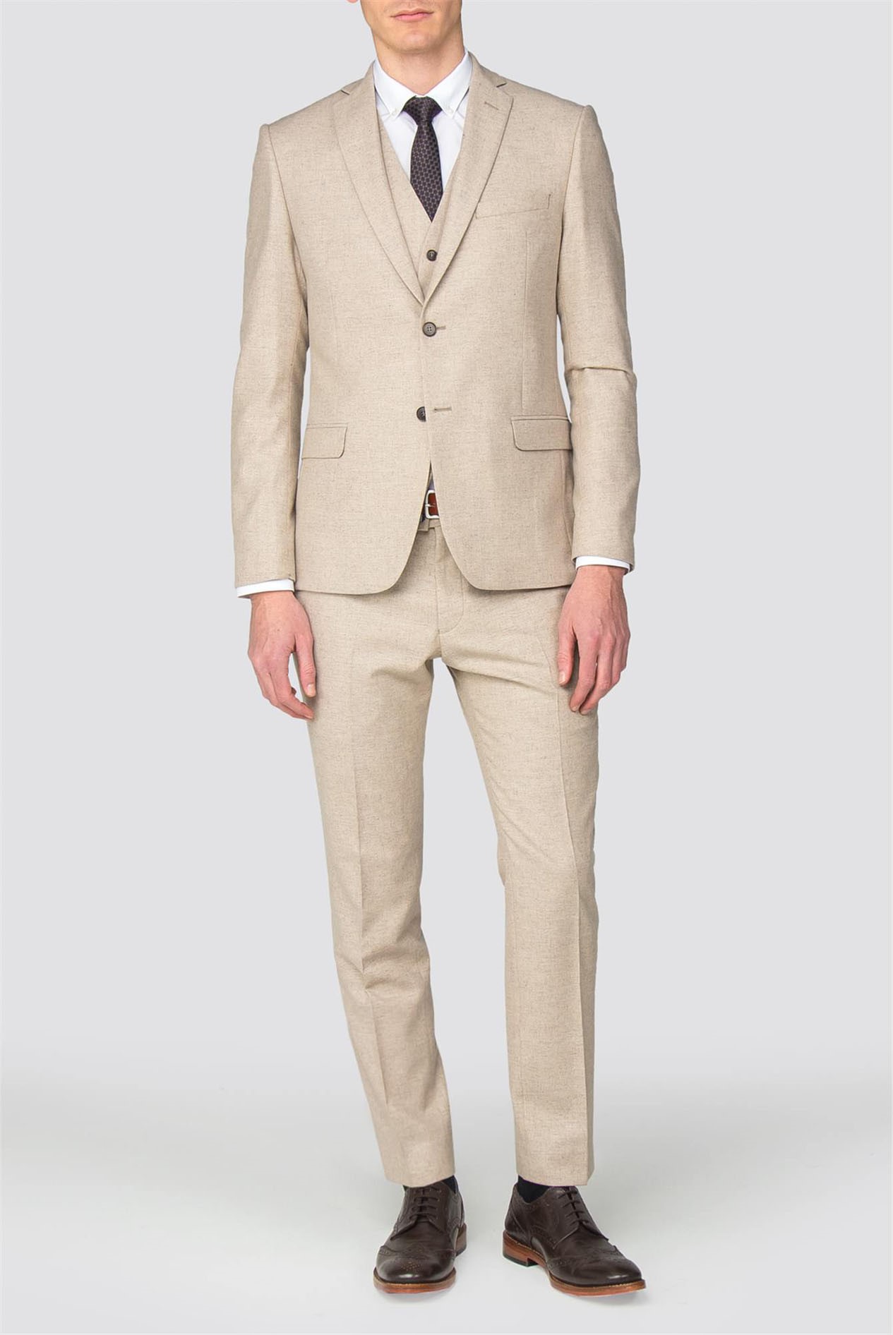 Limehaus | Men's Stone Speckle Slim Fit Suit | Suit Direct