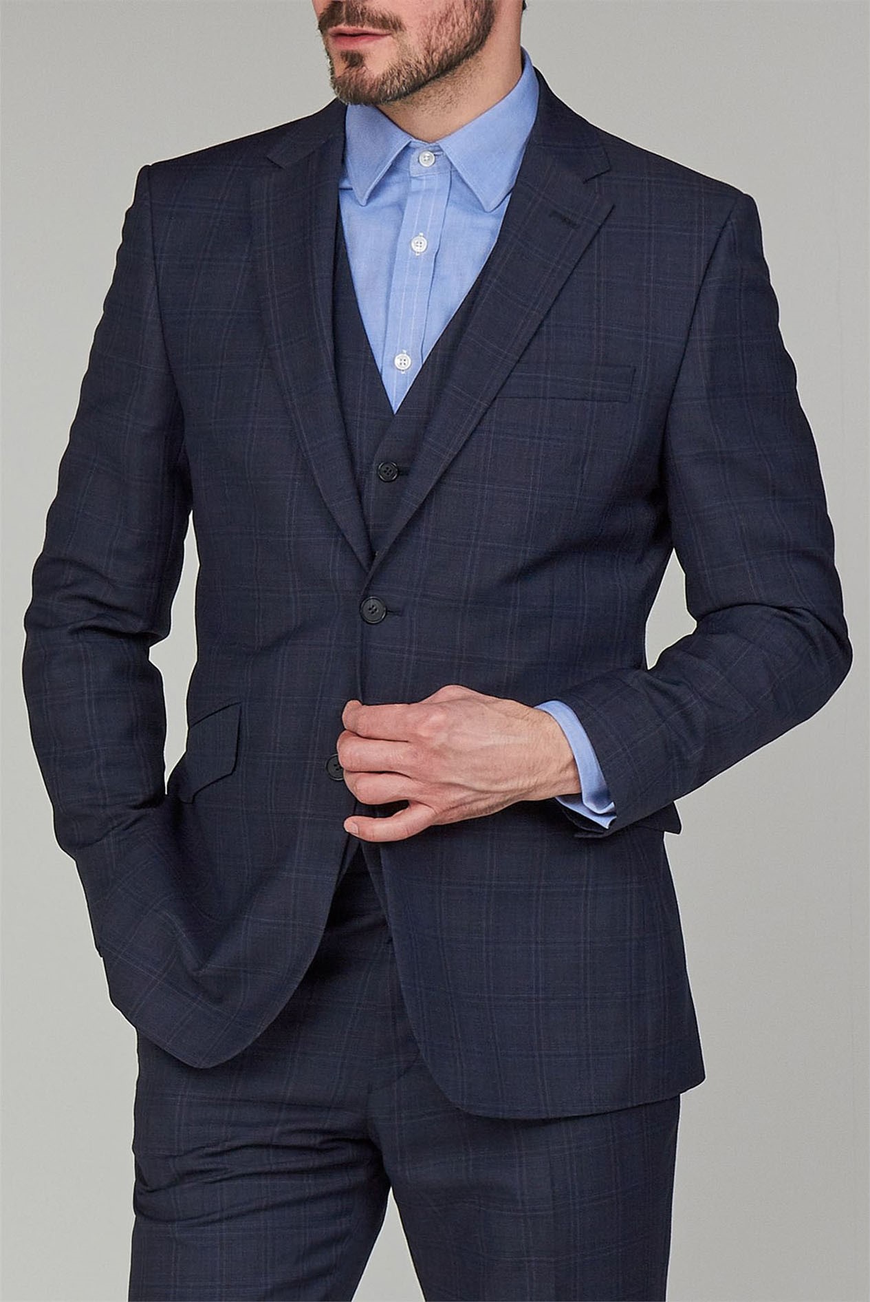 Racing Green Blue Check 3 Piece Performance Suit Suit Direct