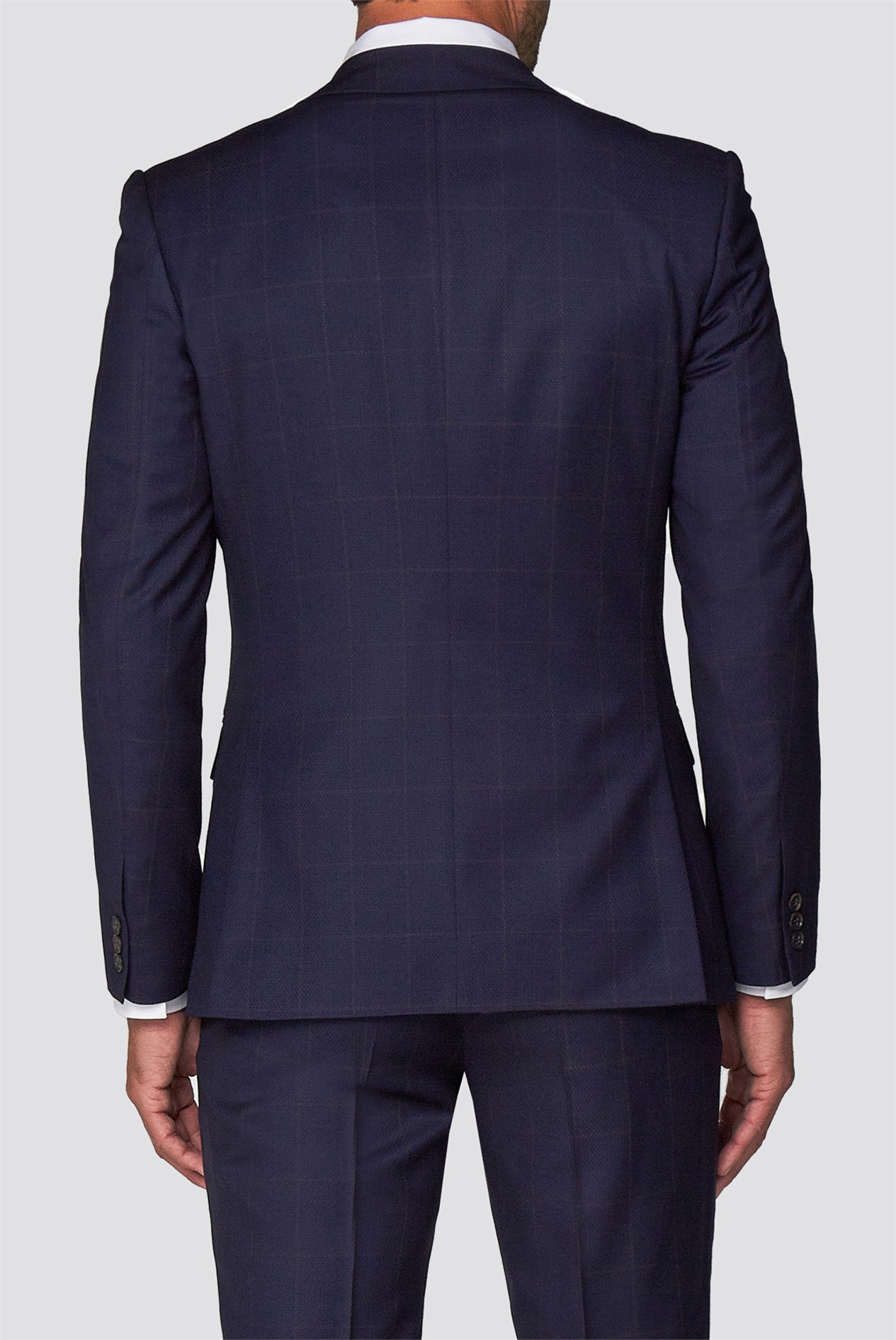 Branded | Navy & Rust Checked Tailor Fit Suit | SuitDirect.co.uk