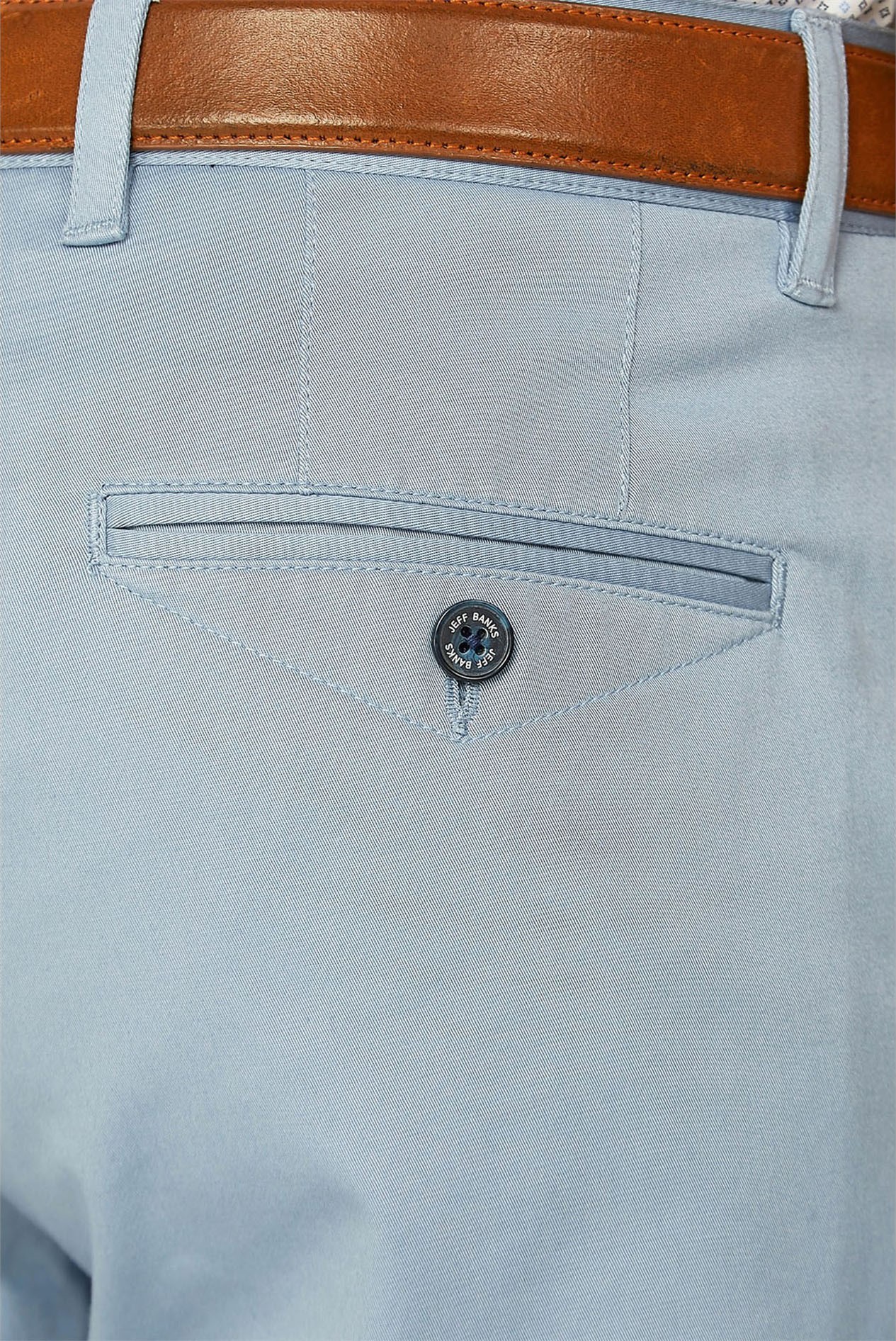  Light Blue Stretch Cotton Chino Trousers