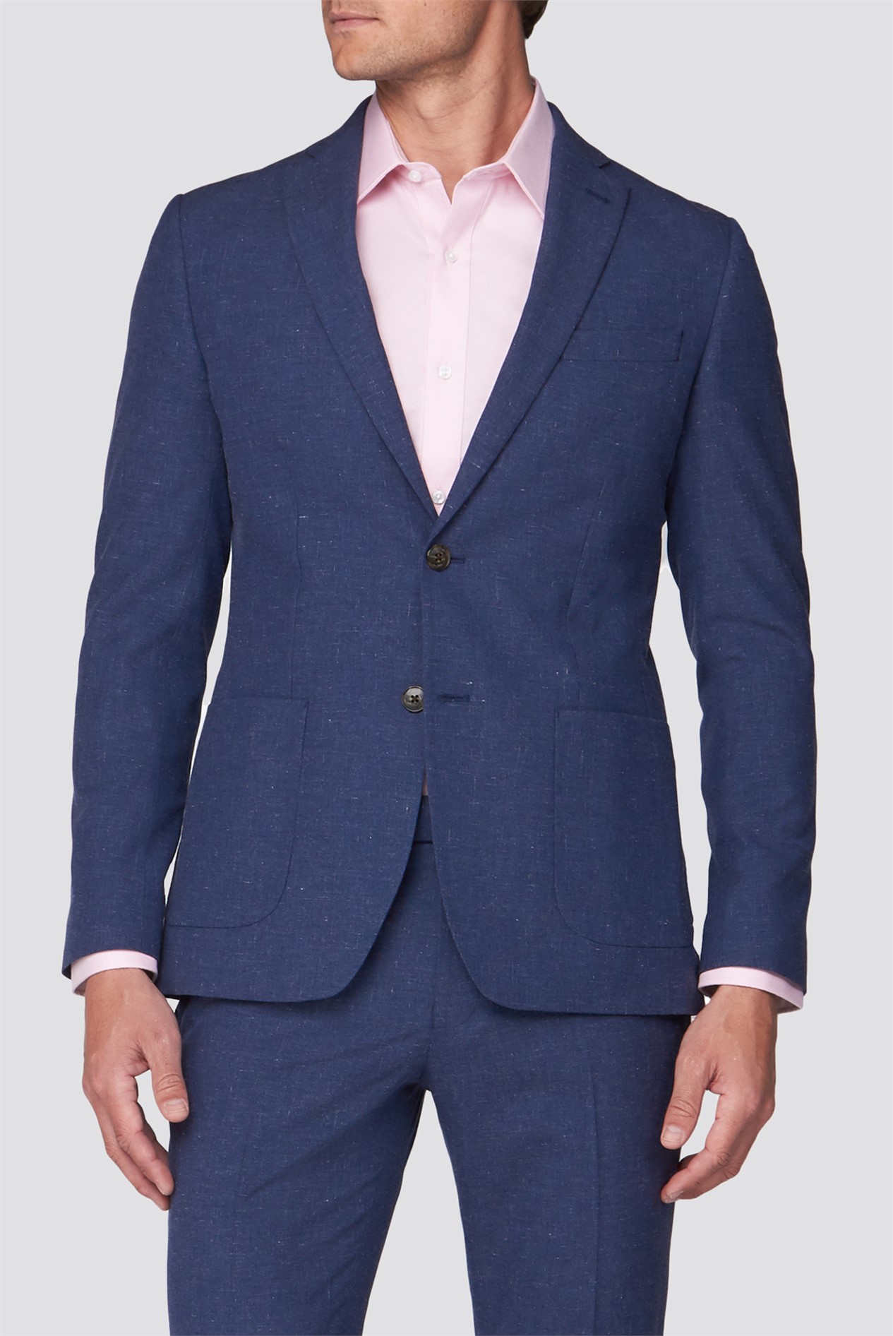 Racing Green Blue Linen Blend Tailored Suit SuitDirect.co.uk