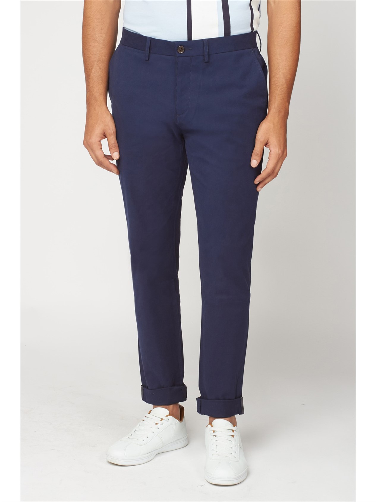 Ben Sherman | Navy Slim Fit Stretch Cotton Chinos | Suit Direct