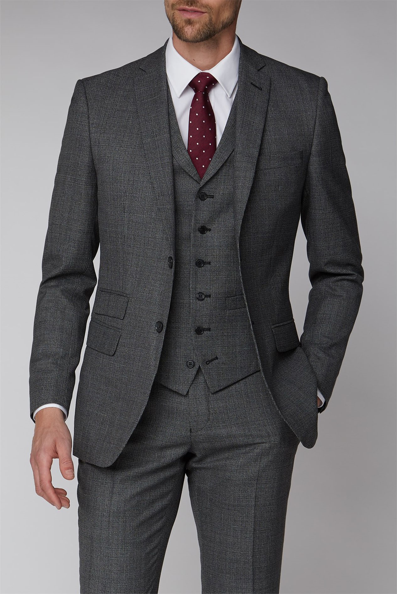 Racing Green Men's Charcoal Salt & Pepper Suit Suit Direct