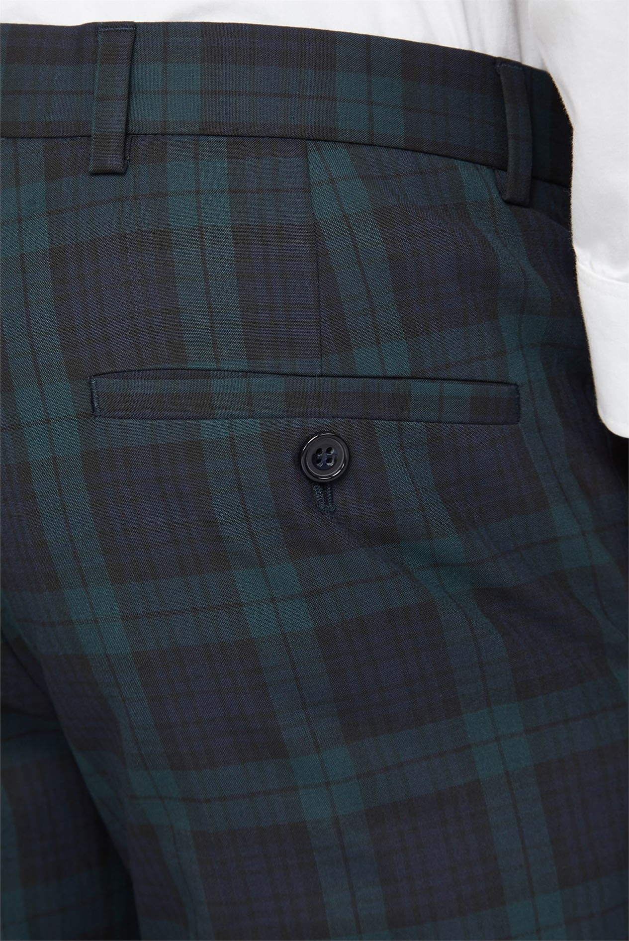  Navy Green Tartan Skinny Suit Trouser