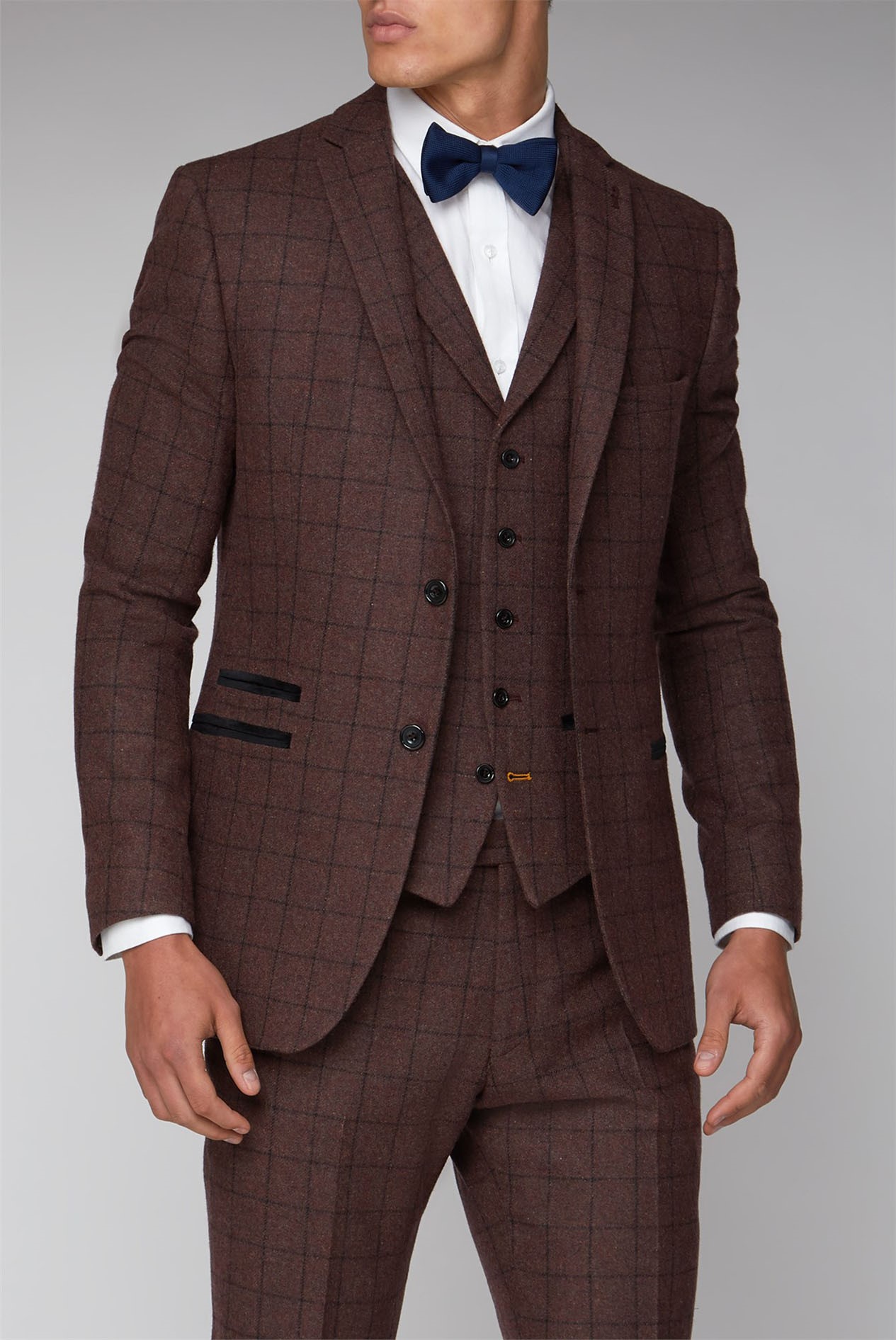 burgundy checkered suit