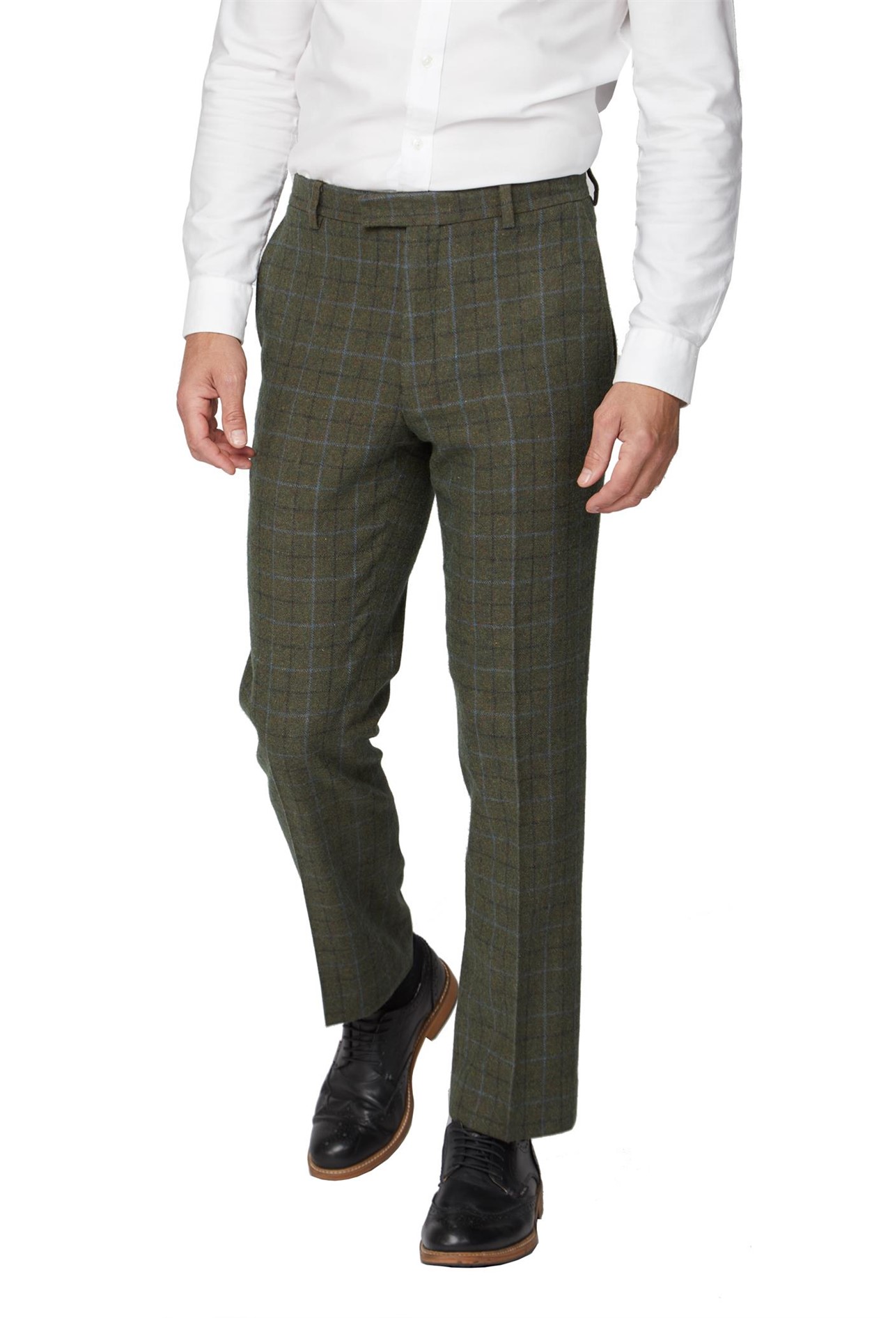 Racing Green Green Heritage Check Tweed Regular Fit Suit Trouser