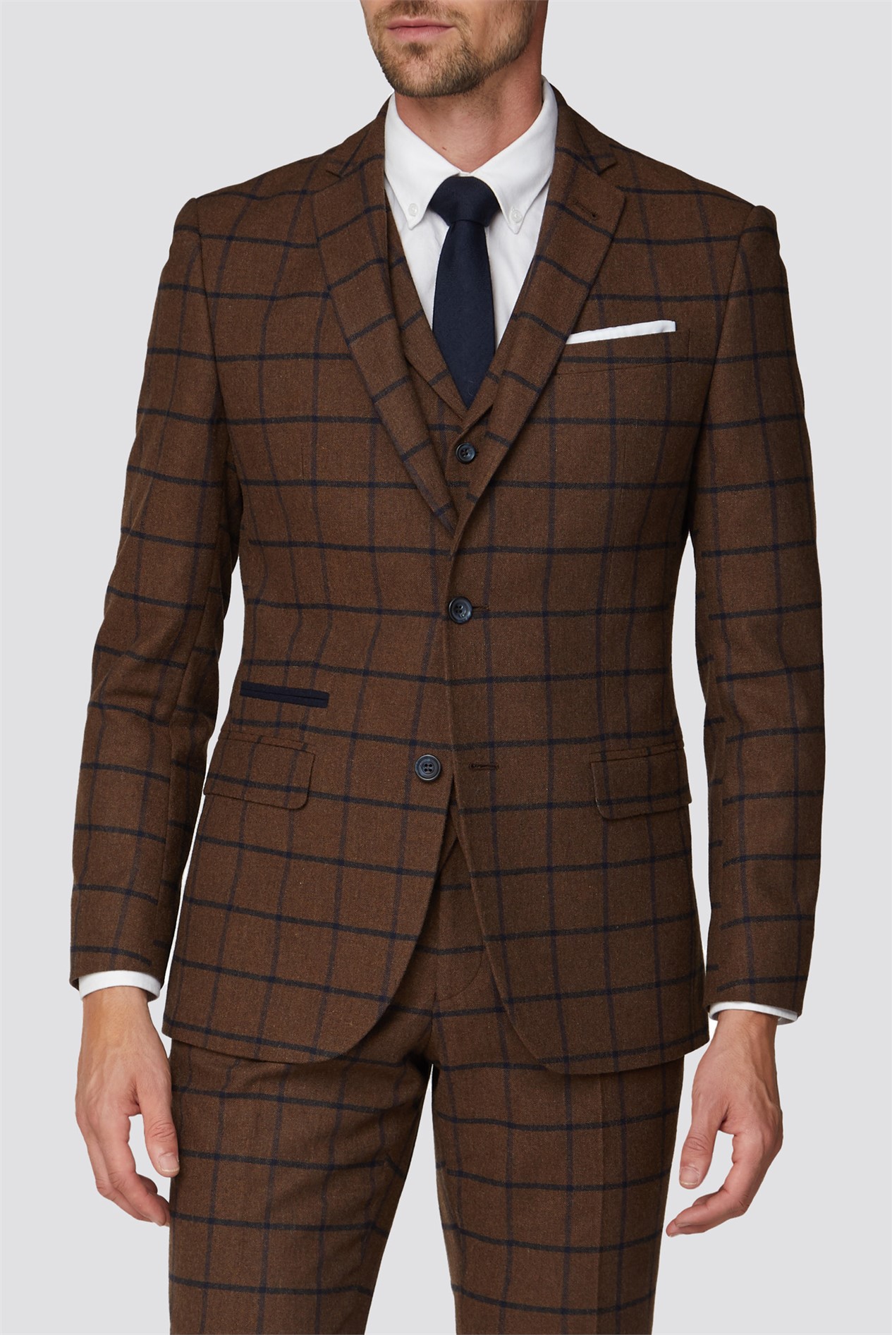 Racing Green Rust Heritage Check Tailored Fit Suit Jacket