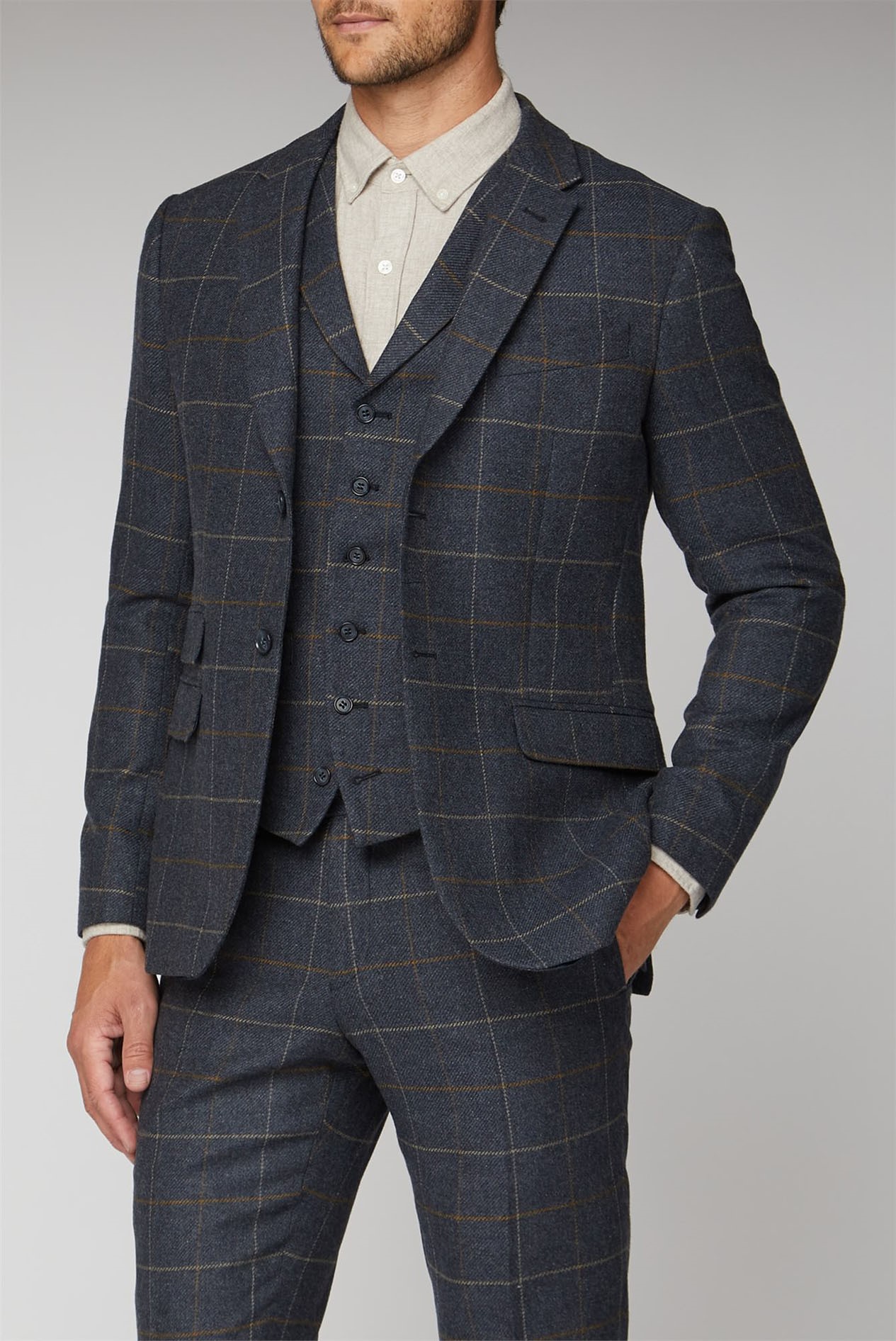 Racing Green | Blue Heritage Check Tailor Fit Suit | Suit Direct