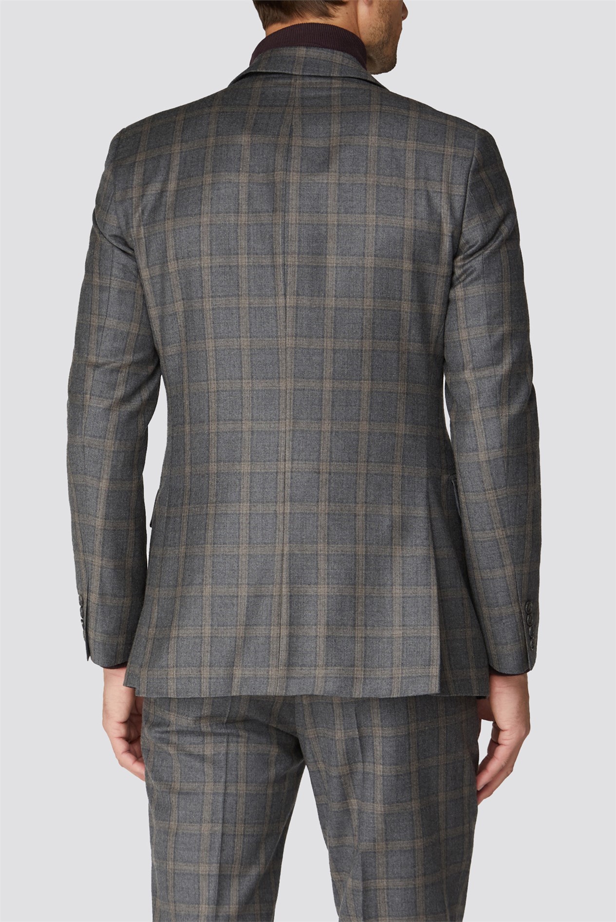 Branded | Grey Caramel Check Tailor Fit Suit | SuitDirect.co.uk