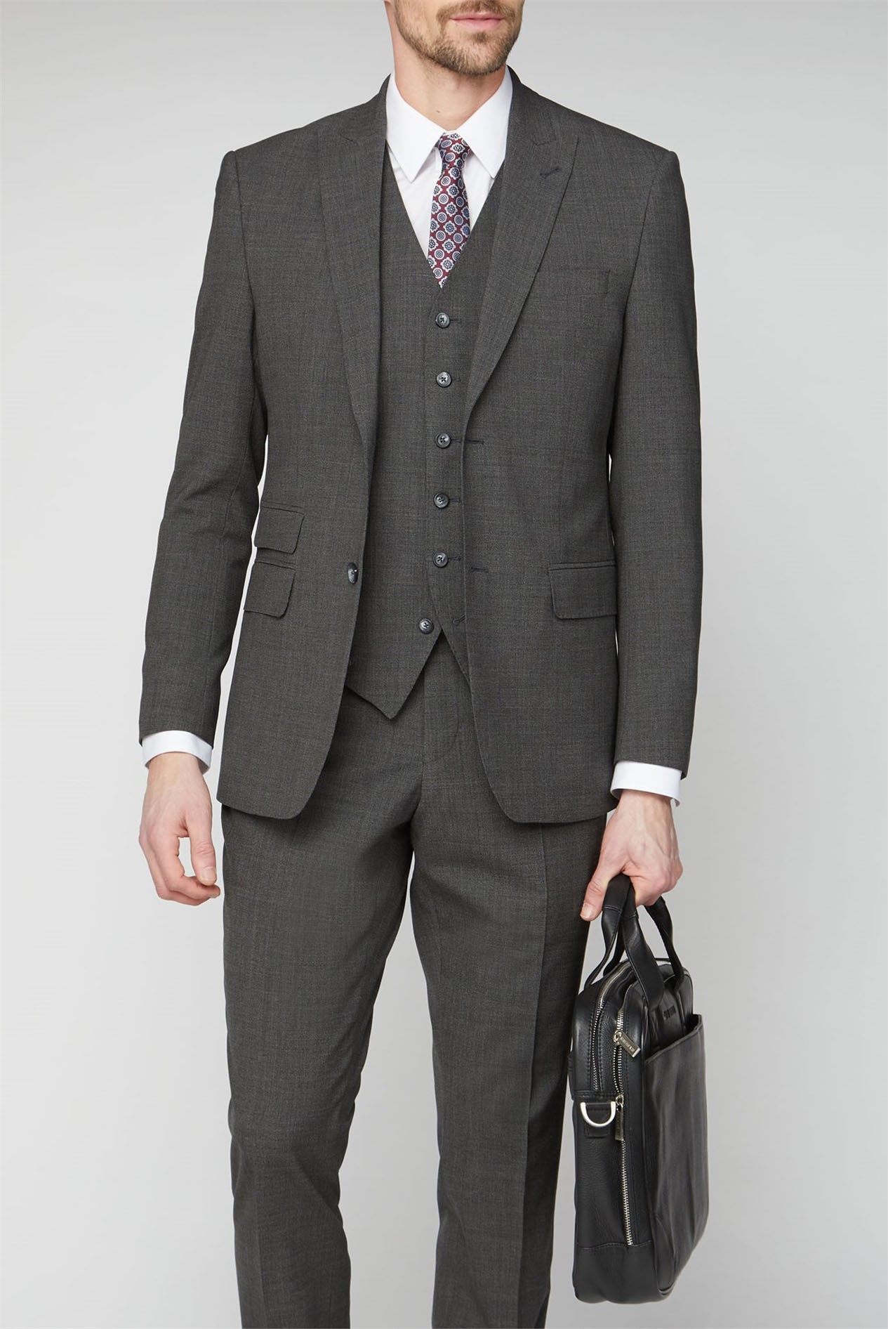 Jeff Banks Stvdio Grey Jacquard Performance Suit Suit Direct