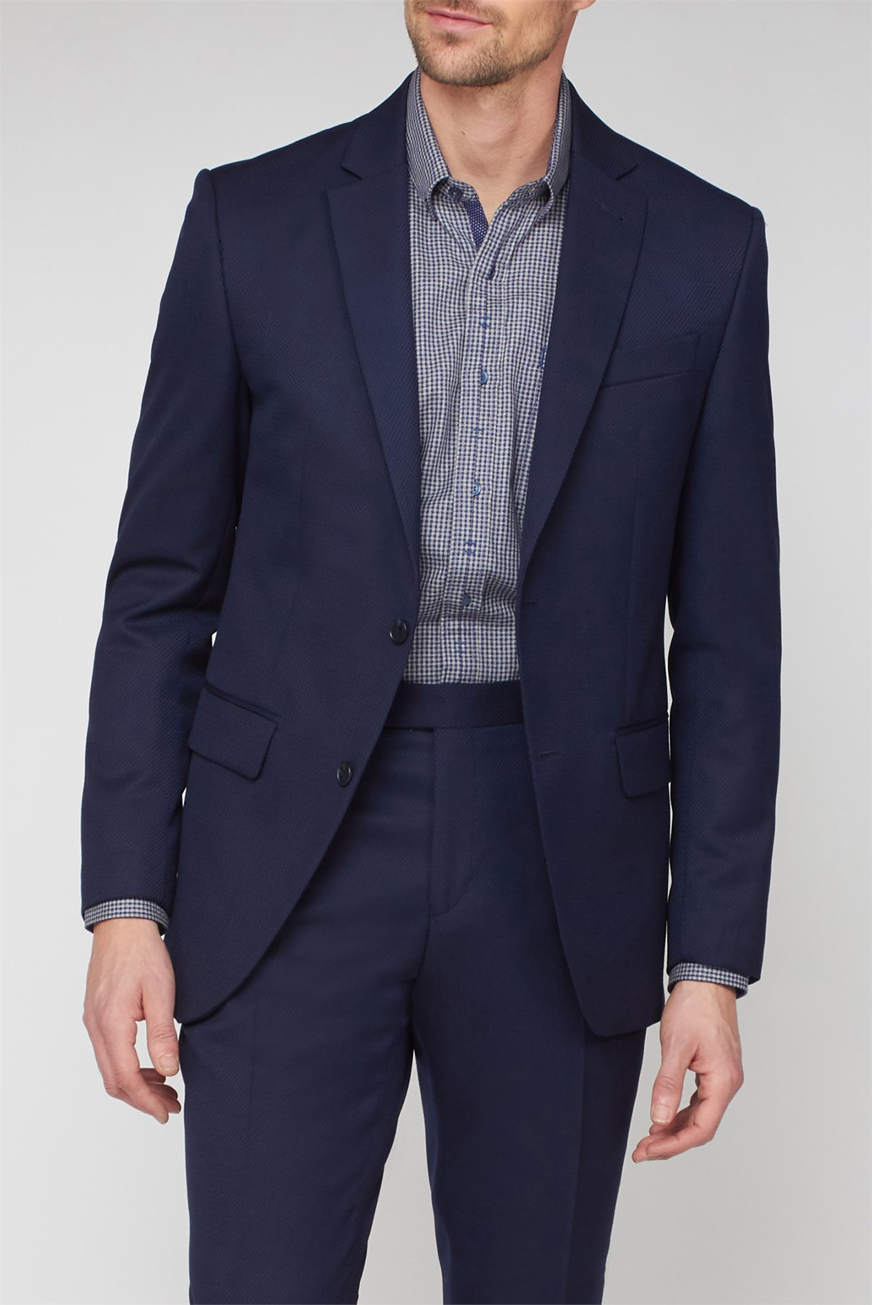 Jeff Banks Navy Jacquard Regular Fit Suit Jacket