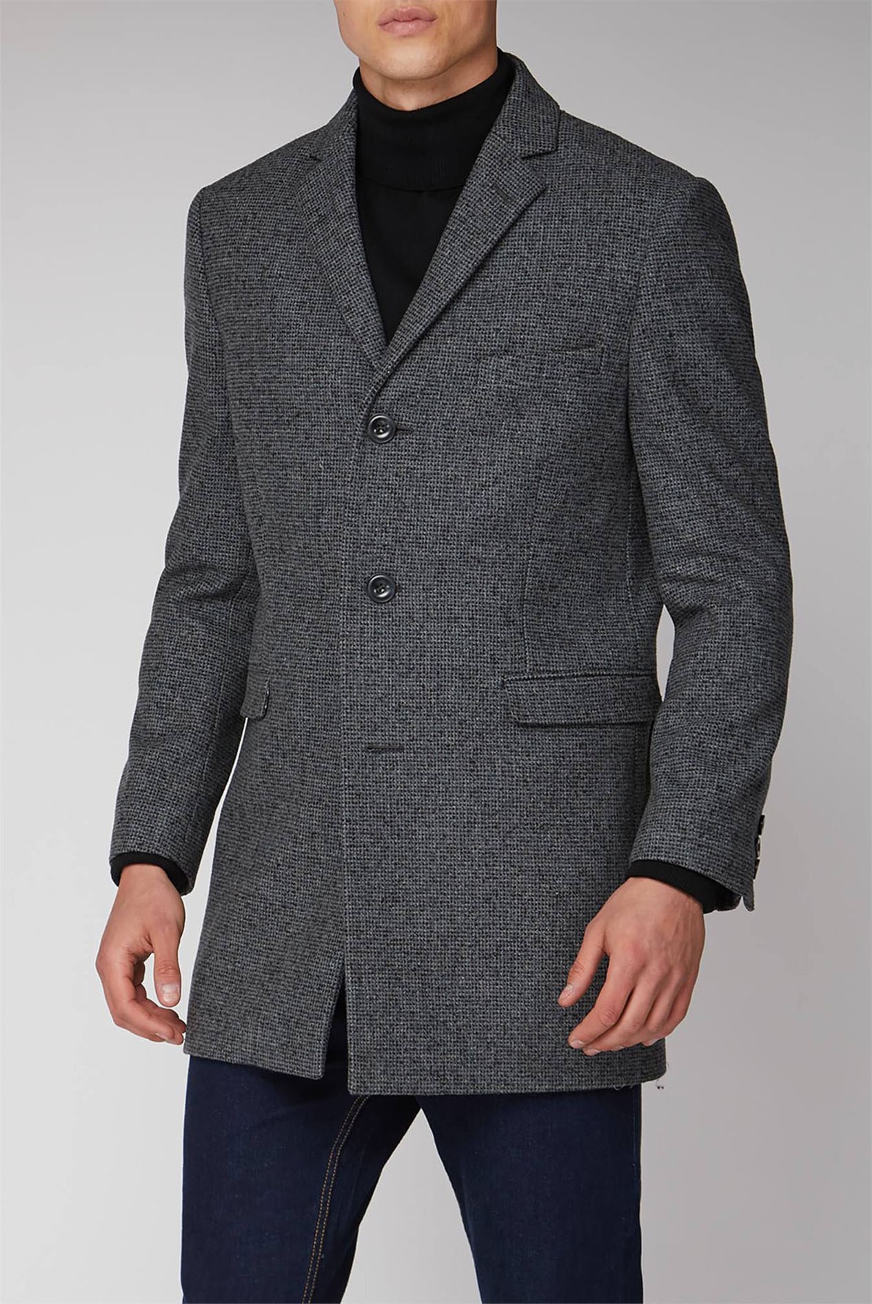 Ben Sherman | Men's Dark Grey Overcoat | Suit Direct