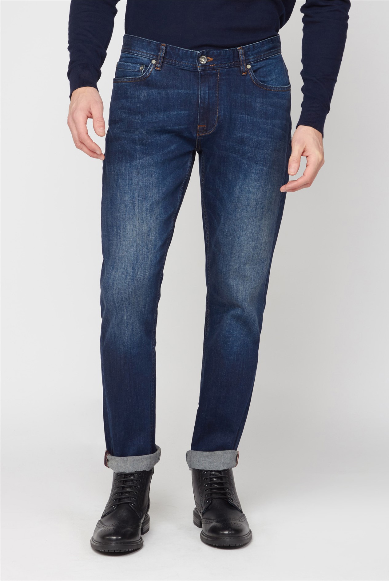 Jeff Banks | Men's Stretch Mid Blue Denim Jeans | Suit Direct