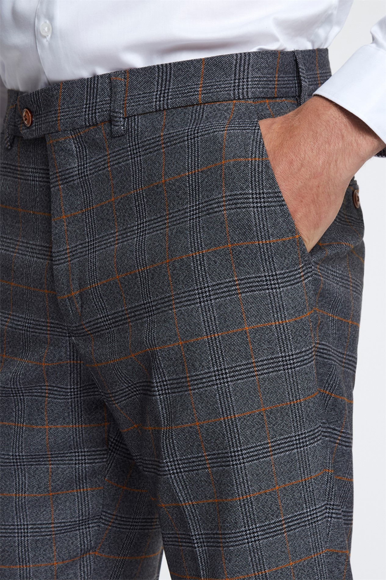  Slim Fit Jenson Grey Check Suit Trousers