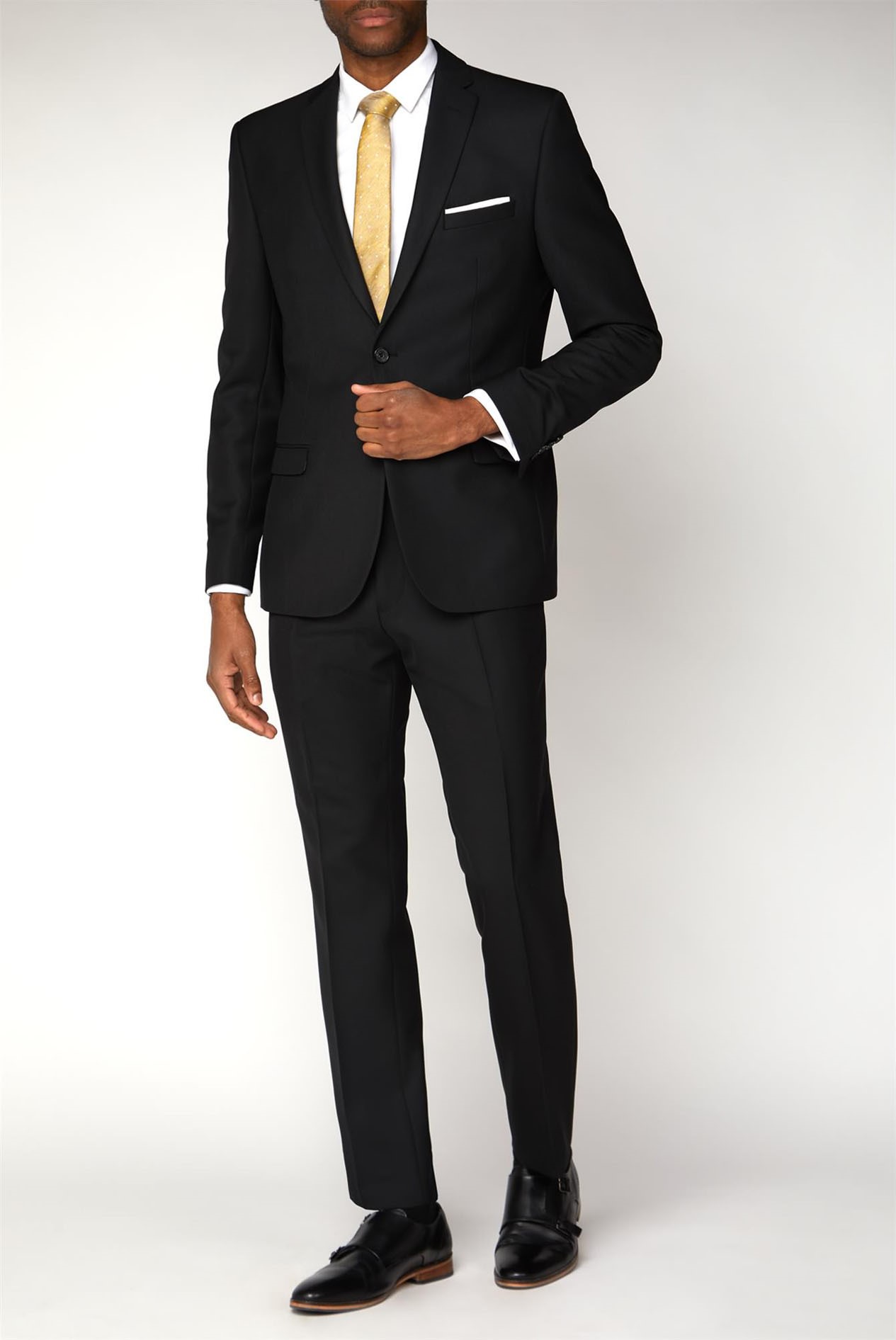 Limehaus Men's Black Textured Slim Fit Suit Suit Direct