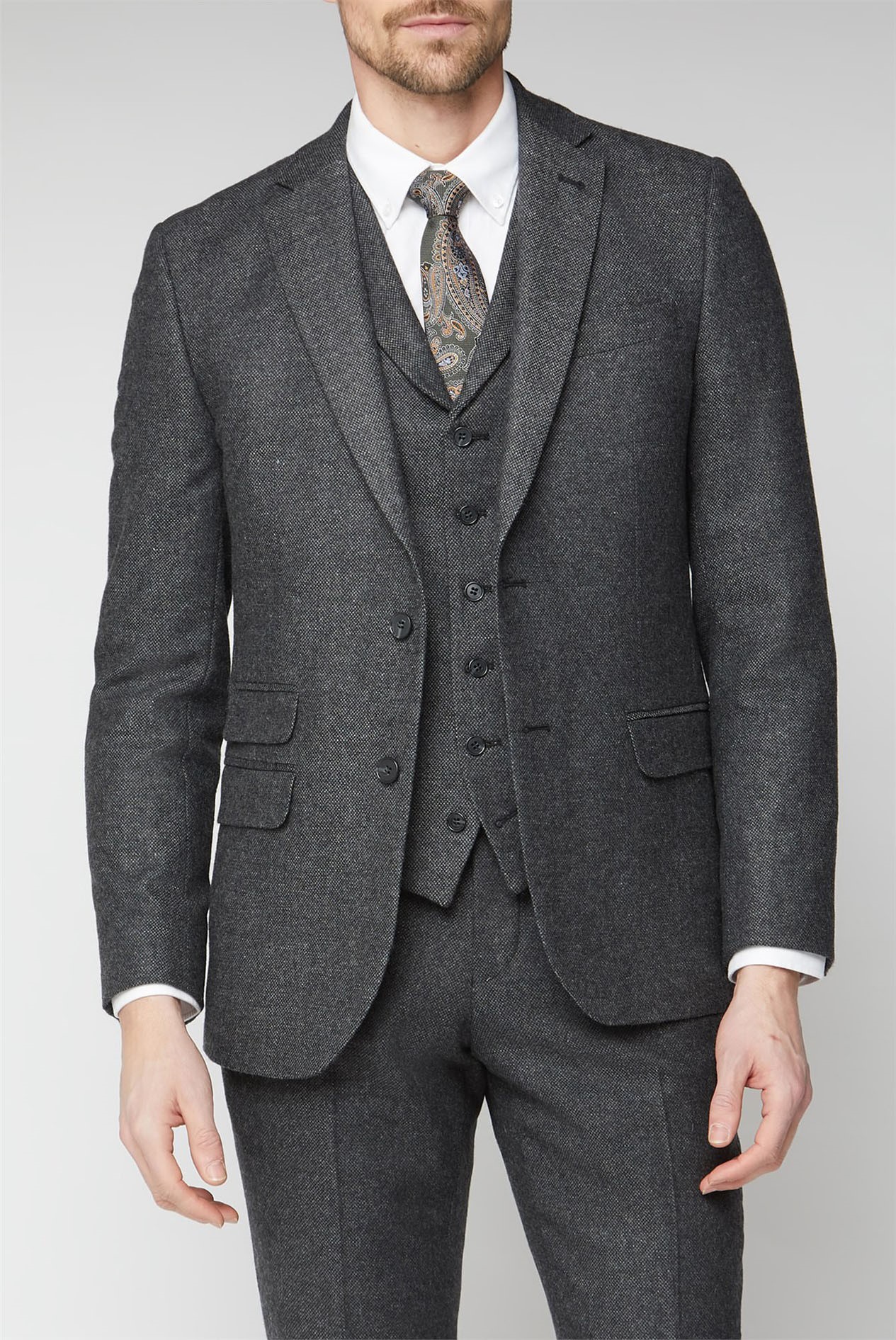 Racing Green Charcoal Donegal Tailored Suit Jacket