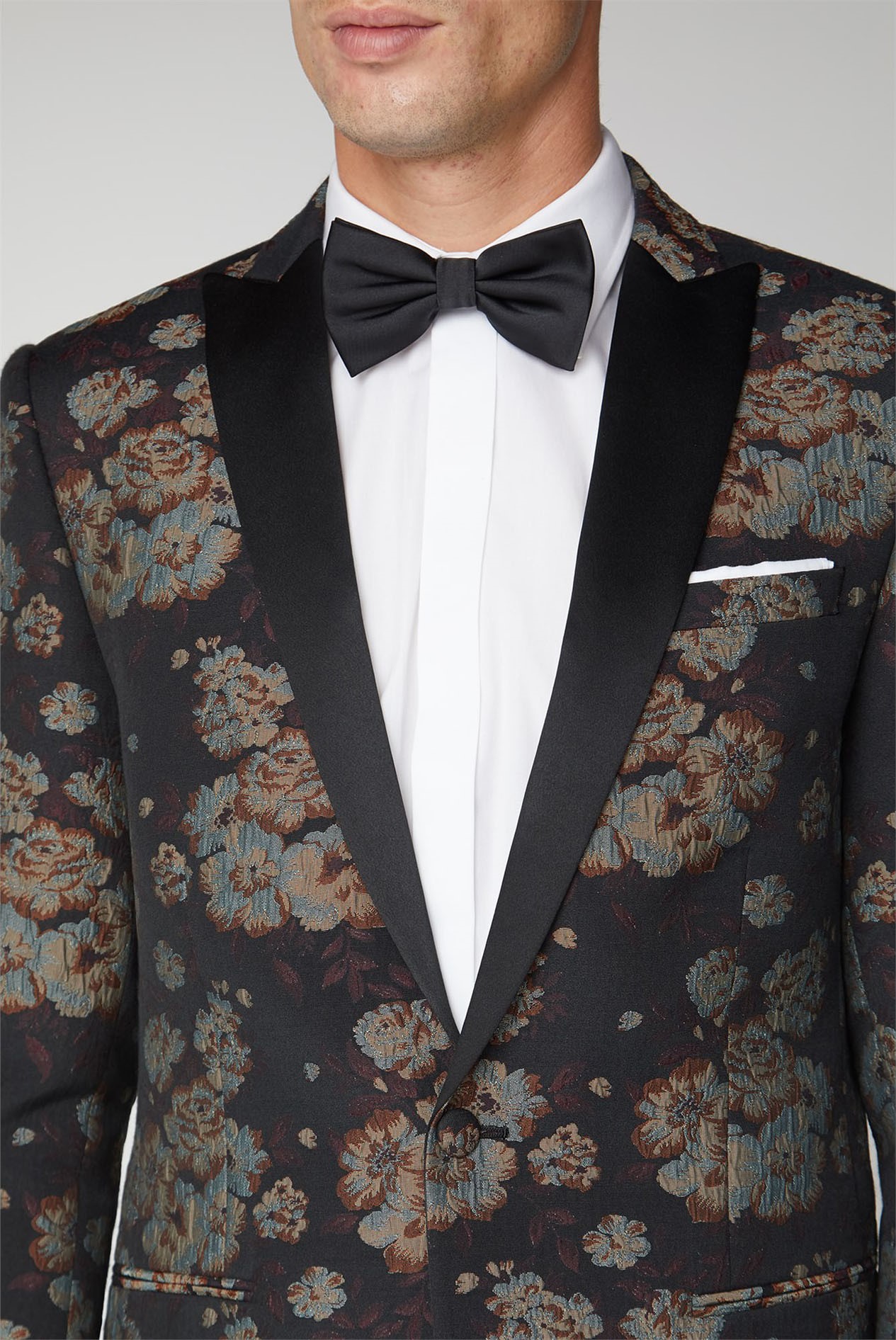 Limehaus | Black Floral Tuxedo Jacket | SuitDirect.co.uk