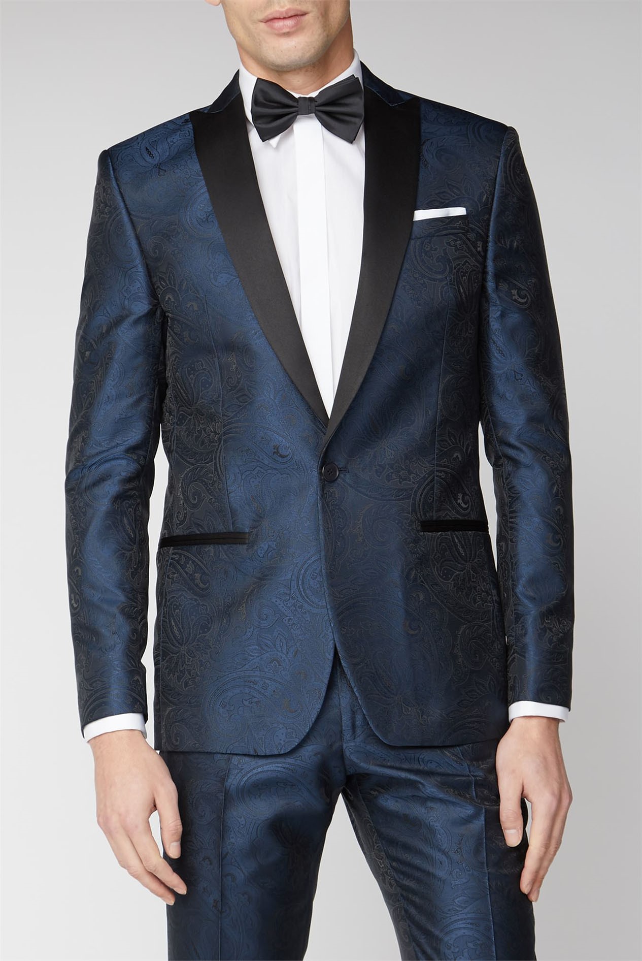 Limehaus | Blue Tonal Paisley Dinner Jacket | SuitDirect.co.uk