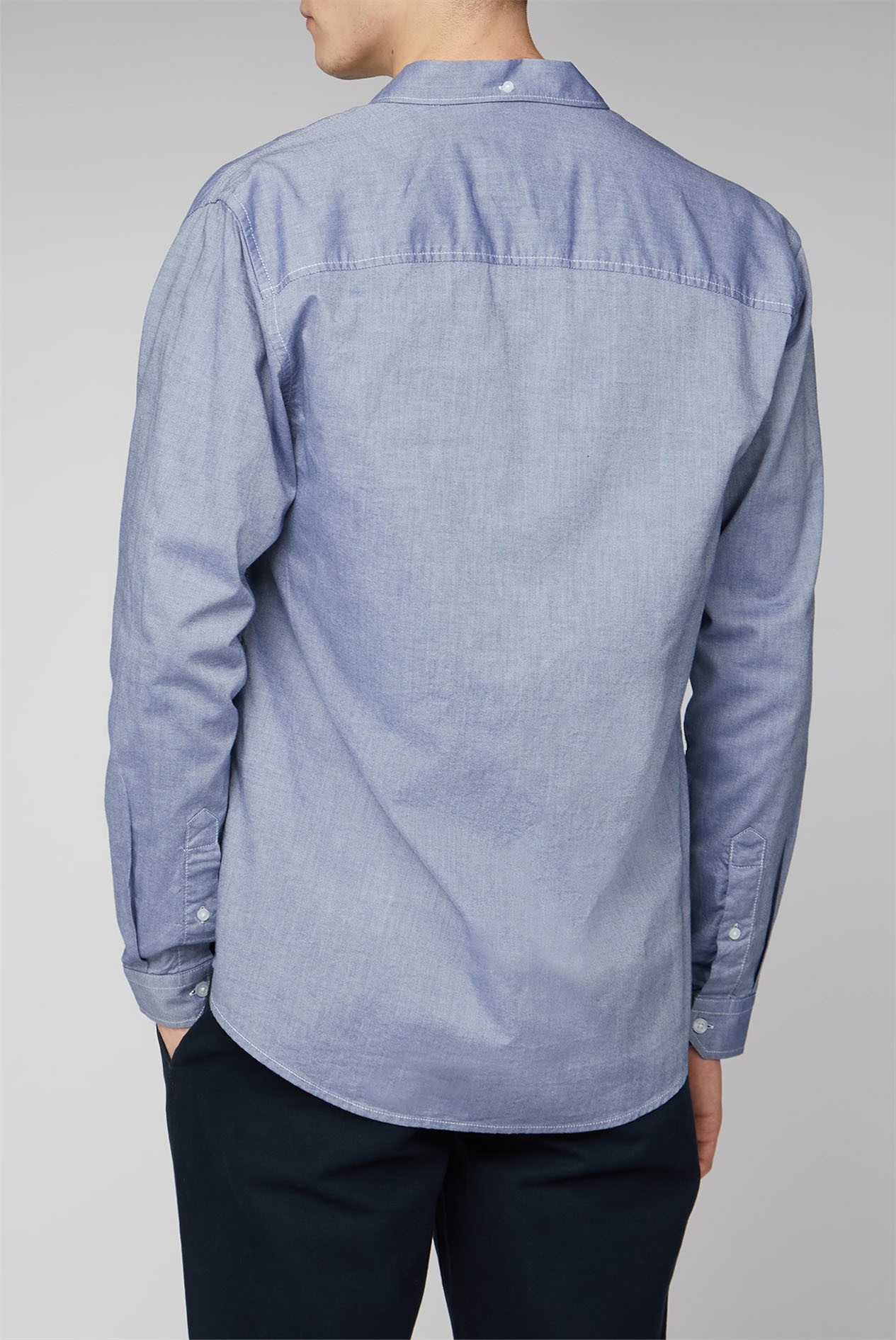 Melka | Molkom Long Sleeve Navy Oxford Shirt | SuitDirect.co.uk