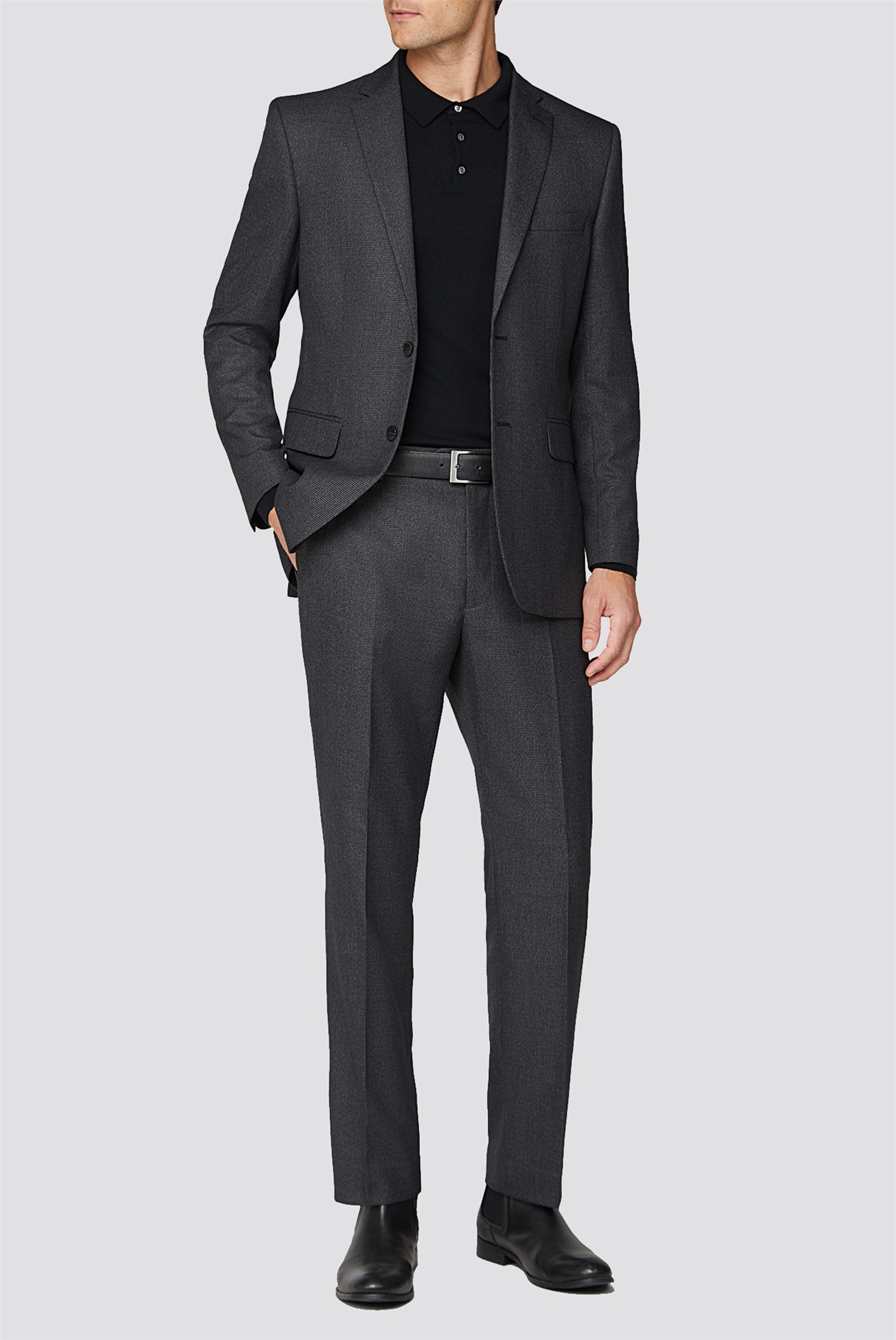 Racing Green Charcoal SemiPlain 2 Piece Suit Suit Direct