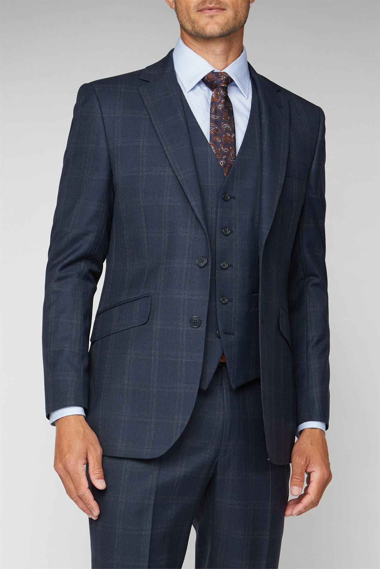 Racing Green | Navy Checked Performance Fit Suit | Suit Direct