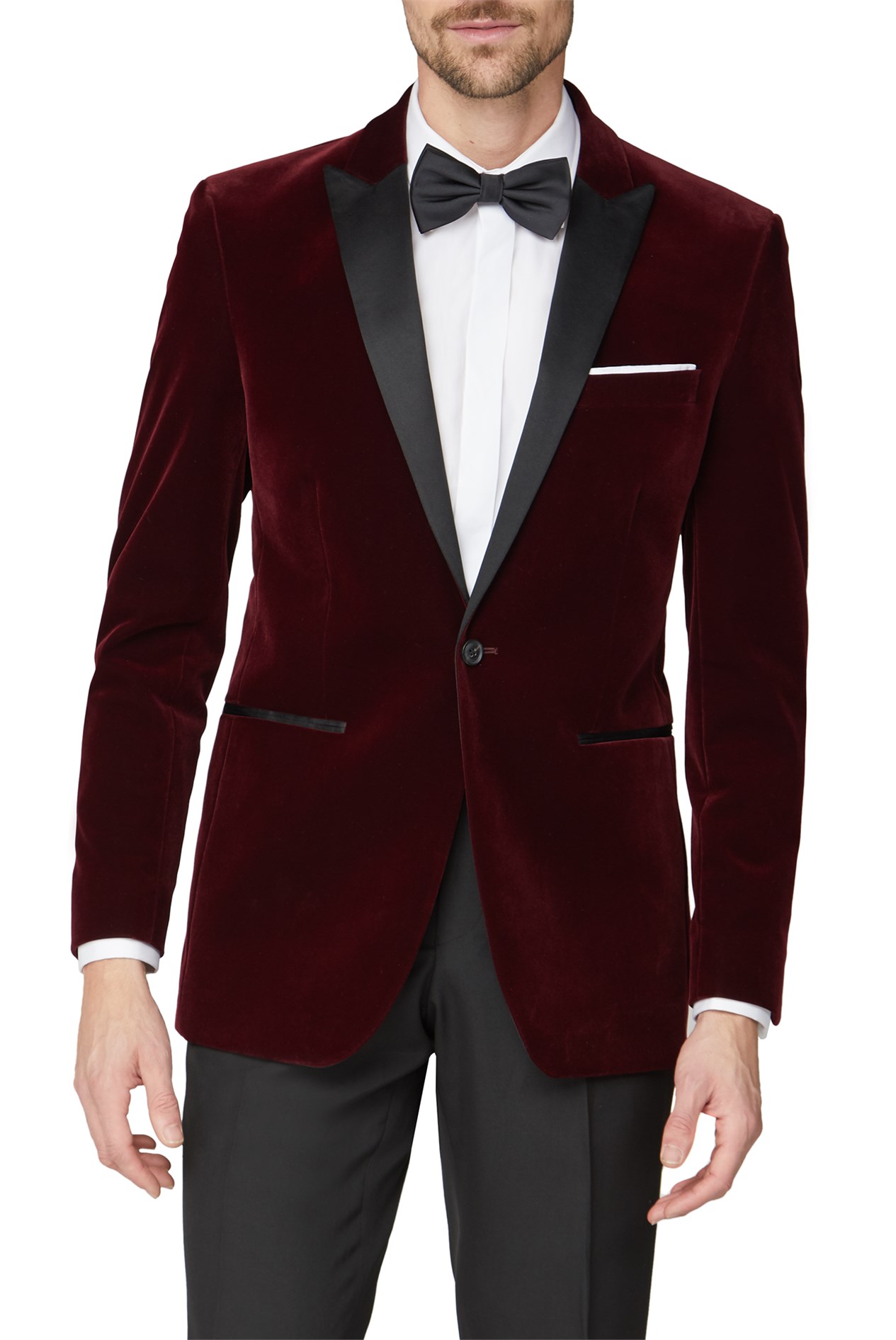 Racing Green Burgundy Velvet Regular Fit Jacket