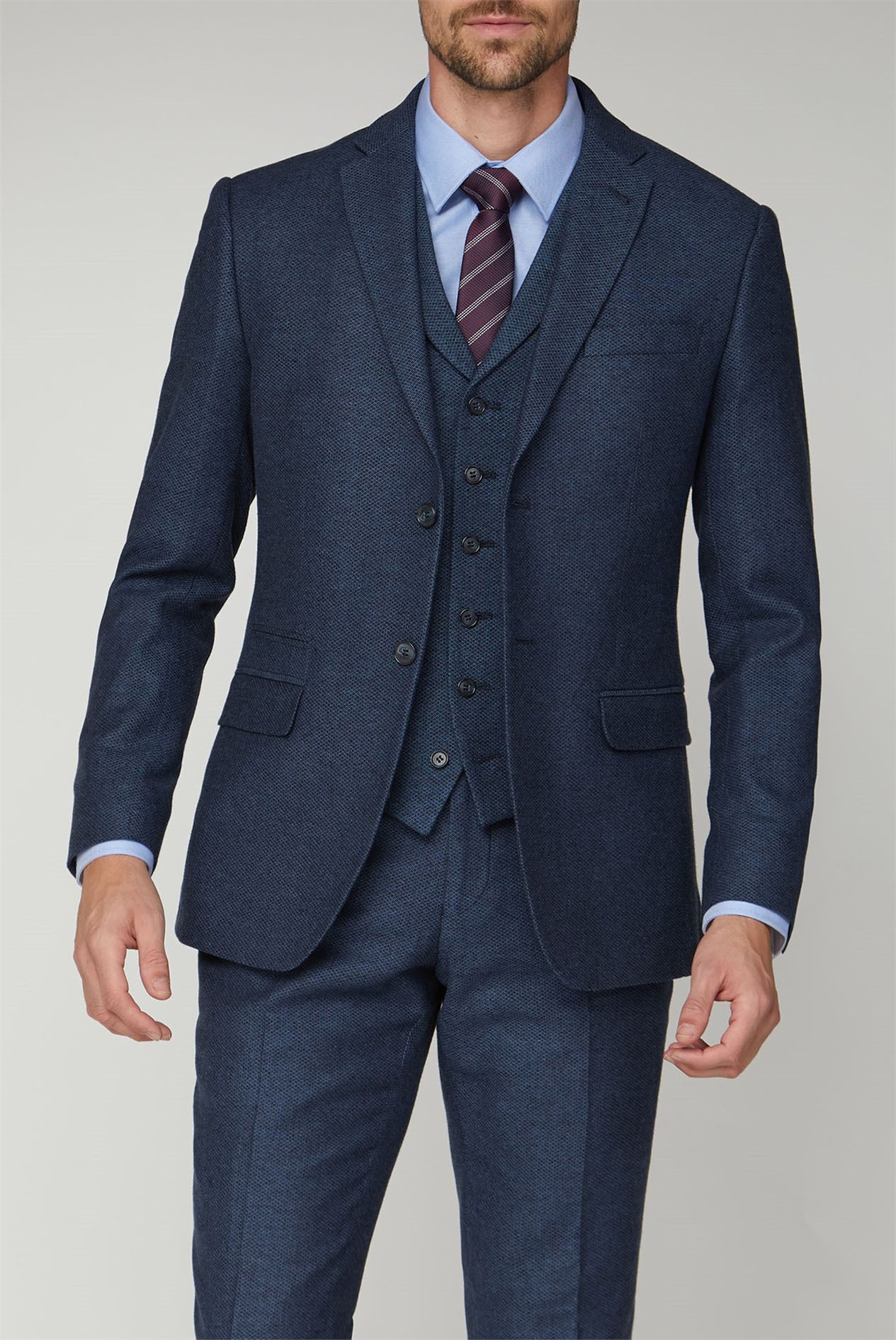 Racing Green | Navy Textured Tailored Fit Suit | Suit Direct