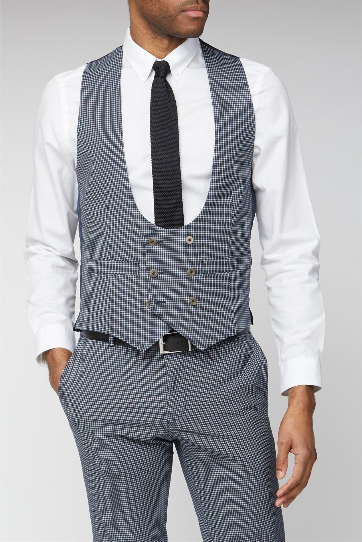 double breasted grey vest
