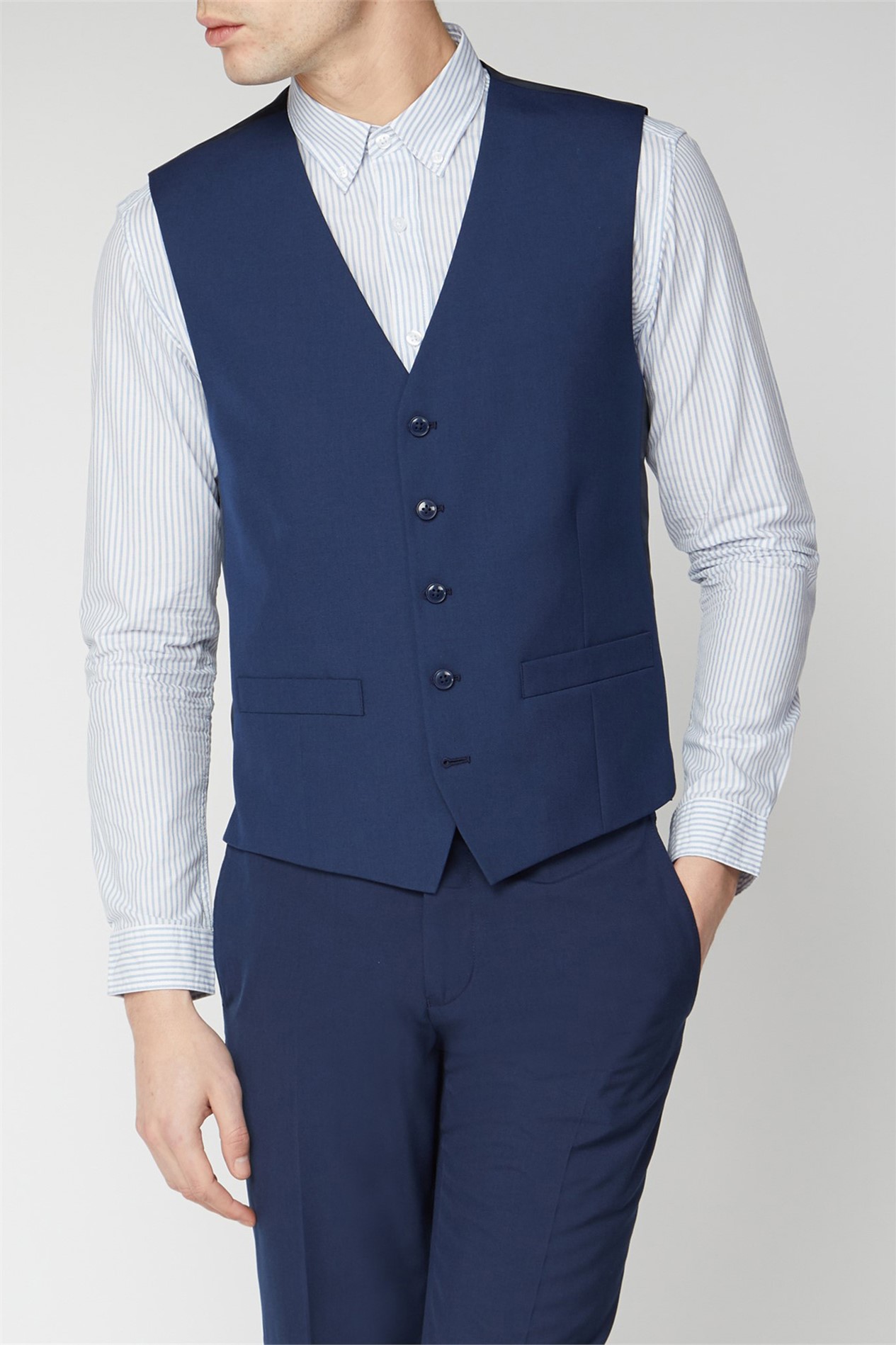 Limehaus Slim Fit Bright Blue Waistcoat