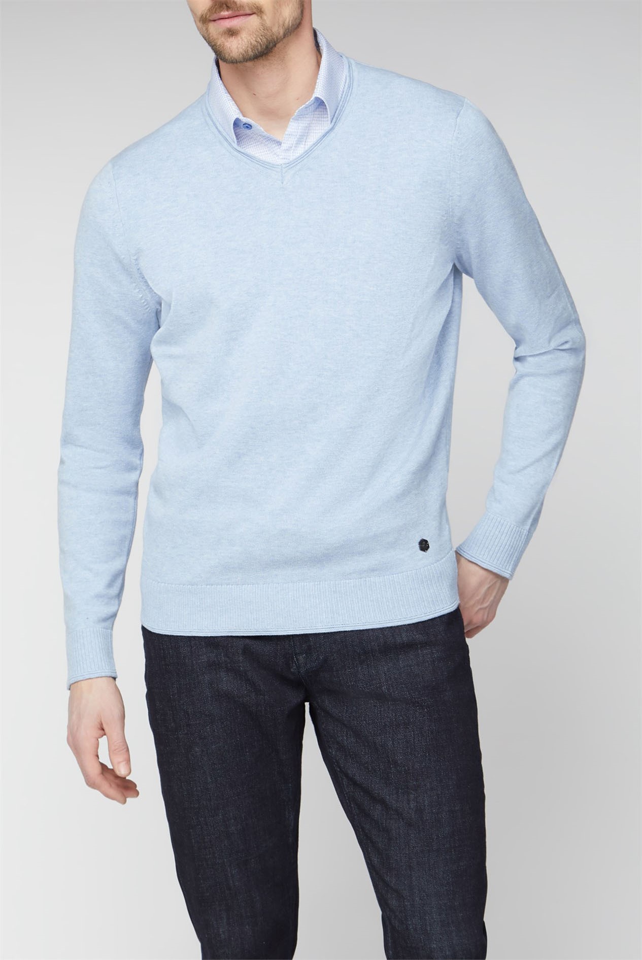 baby blue v neck jumper