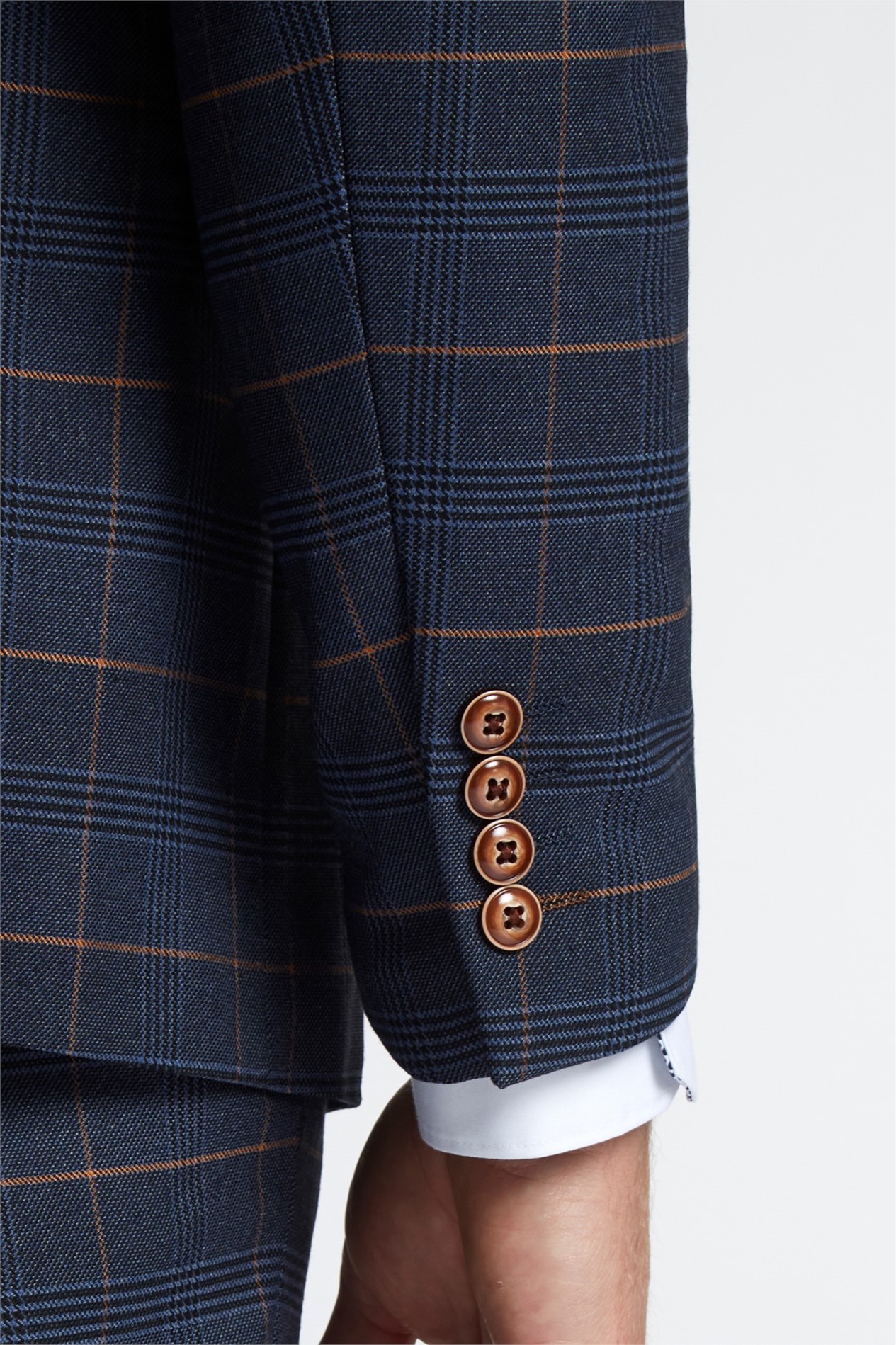 Marc Darcy Tailored Fit Jenson Navy Check Suit Jacket