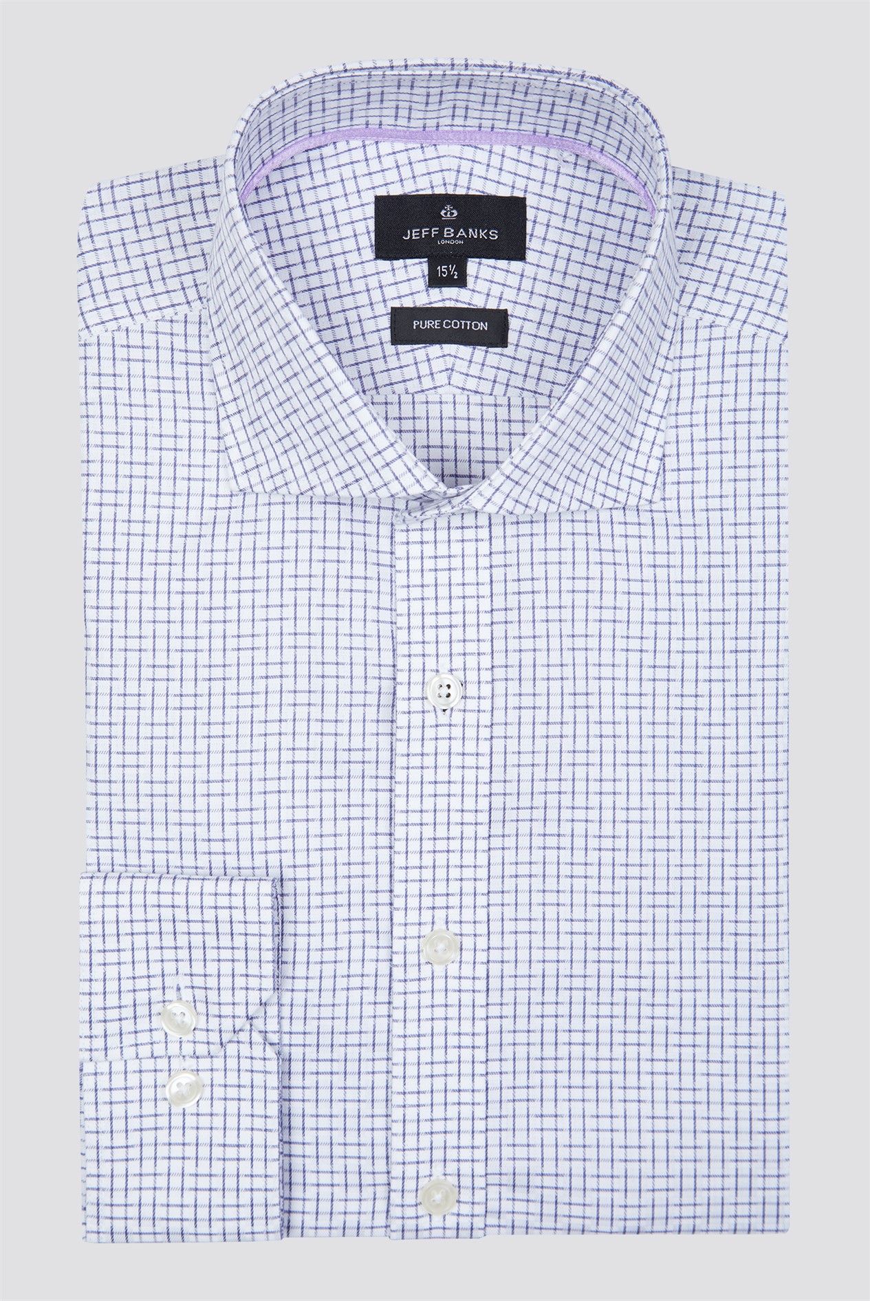Jeff Banks London Blue & White Grid Shirt SuitDirect.co.uk