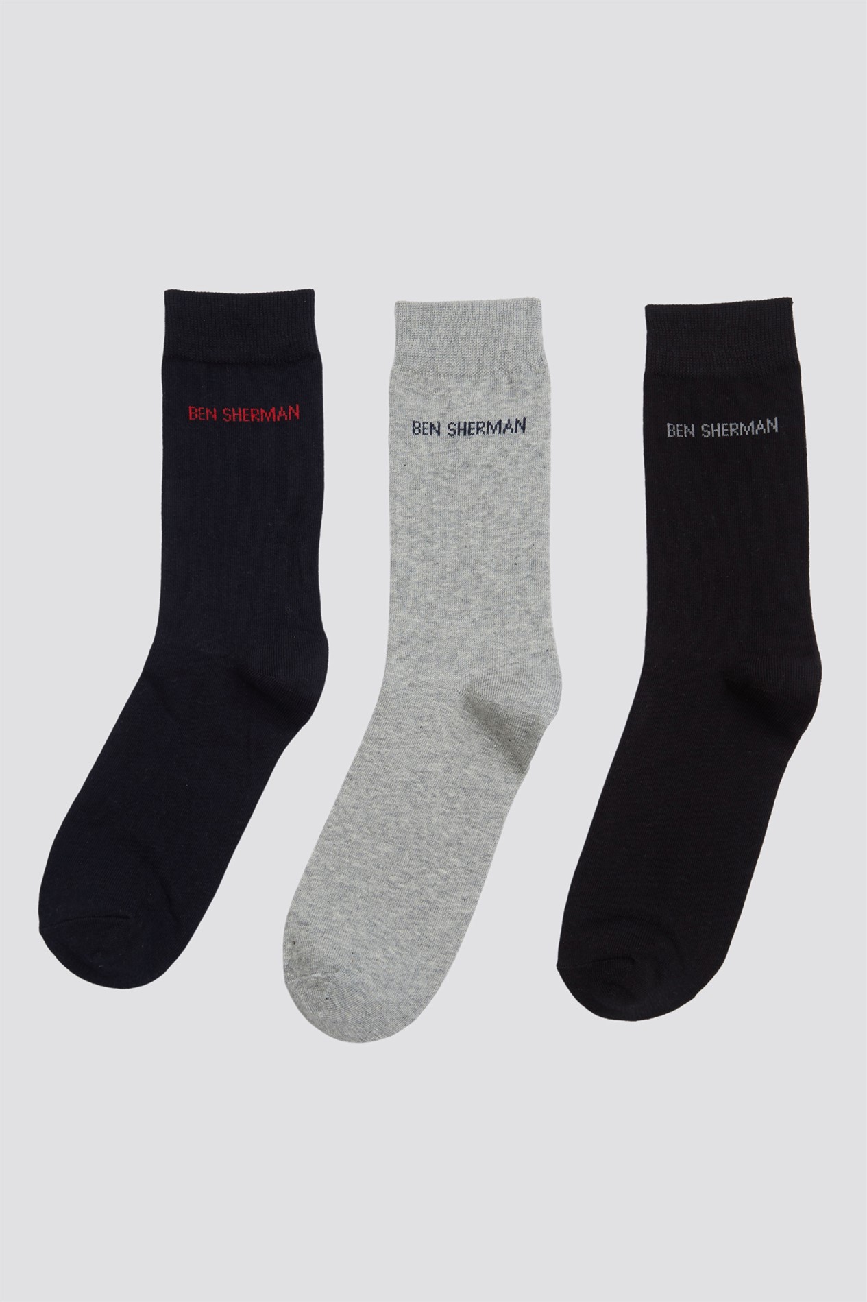 Ben Sherman | Navy, Grey & Black 3 Pack Socks | Suit Direct