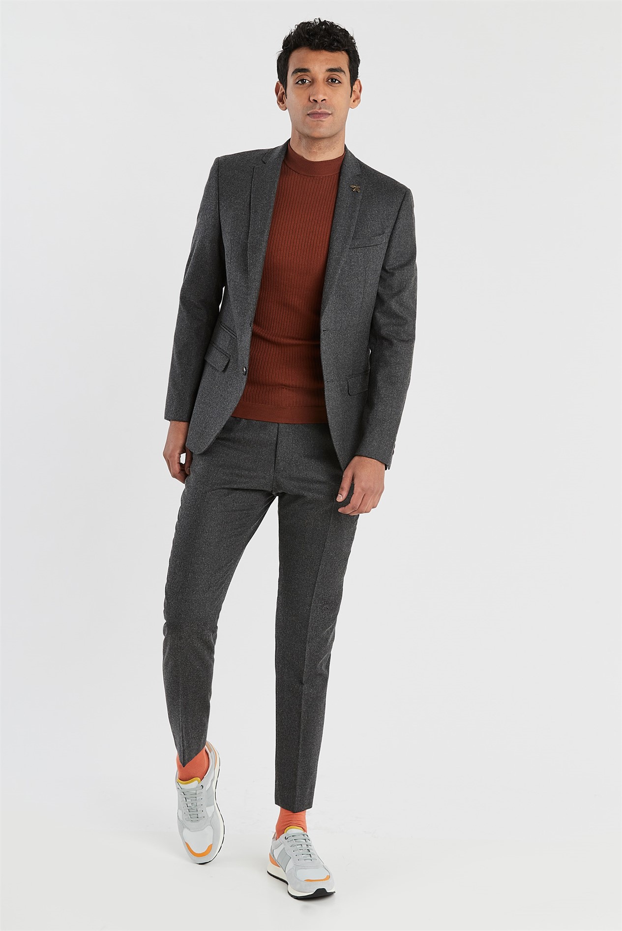 Ted Baker | Grey Brush Flannel Slim Fit Suit | SuitDirect.co.uk