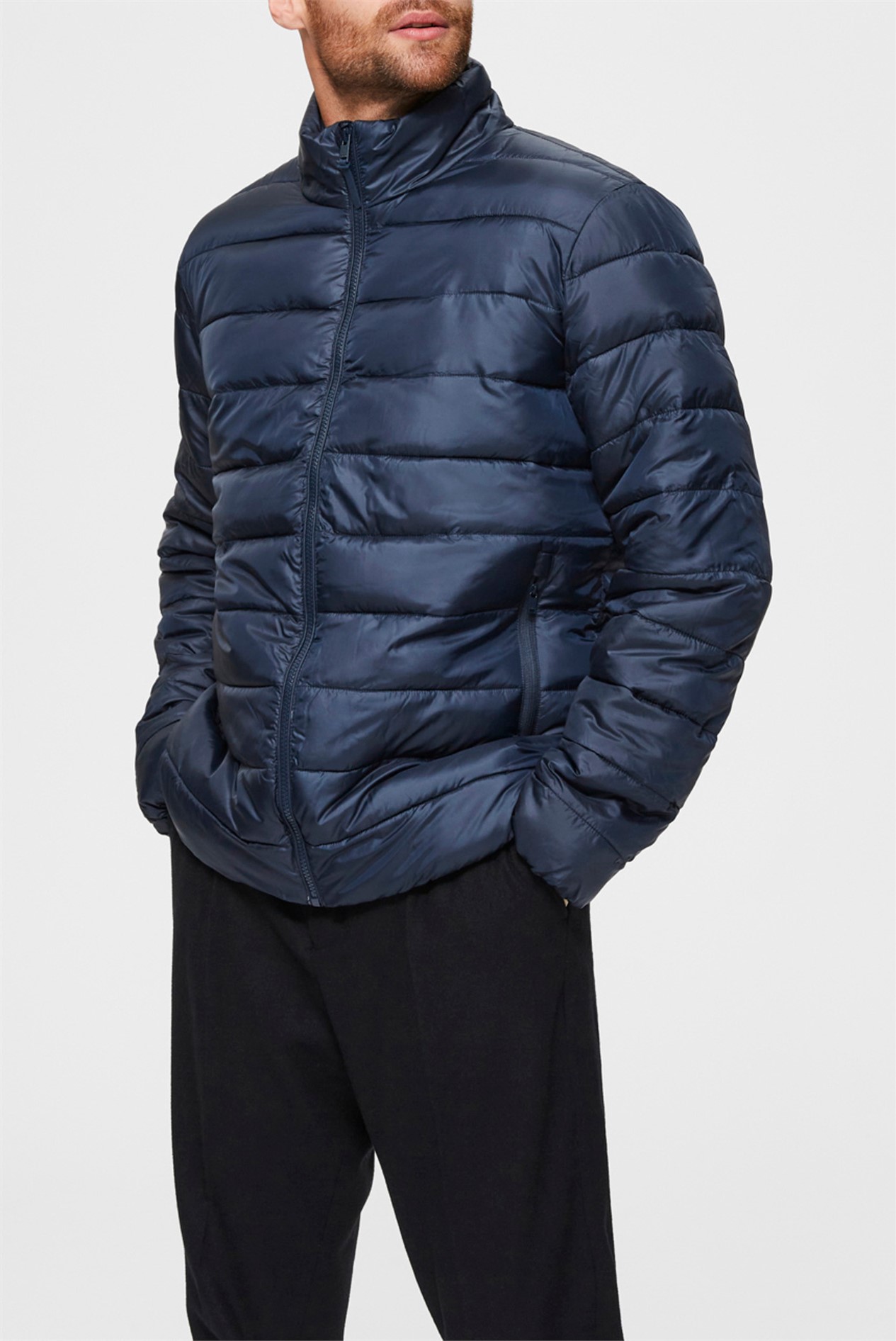 Selected Homme | Navy Recycled Puffer Jacket | SuitDirect.co.uk