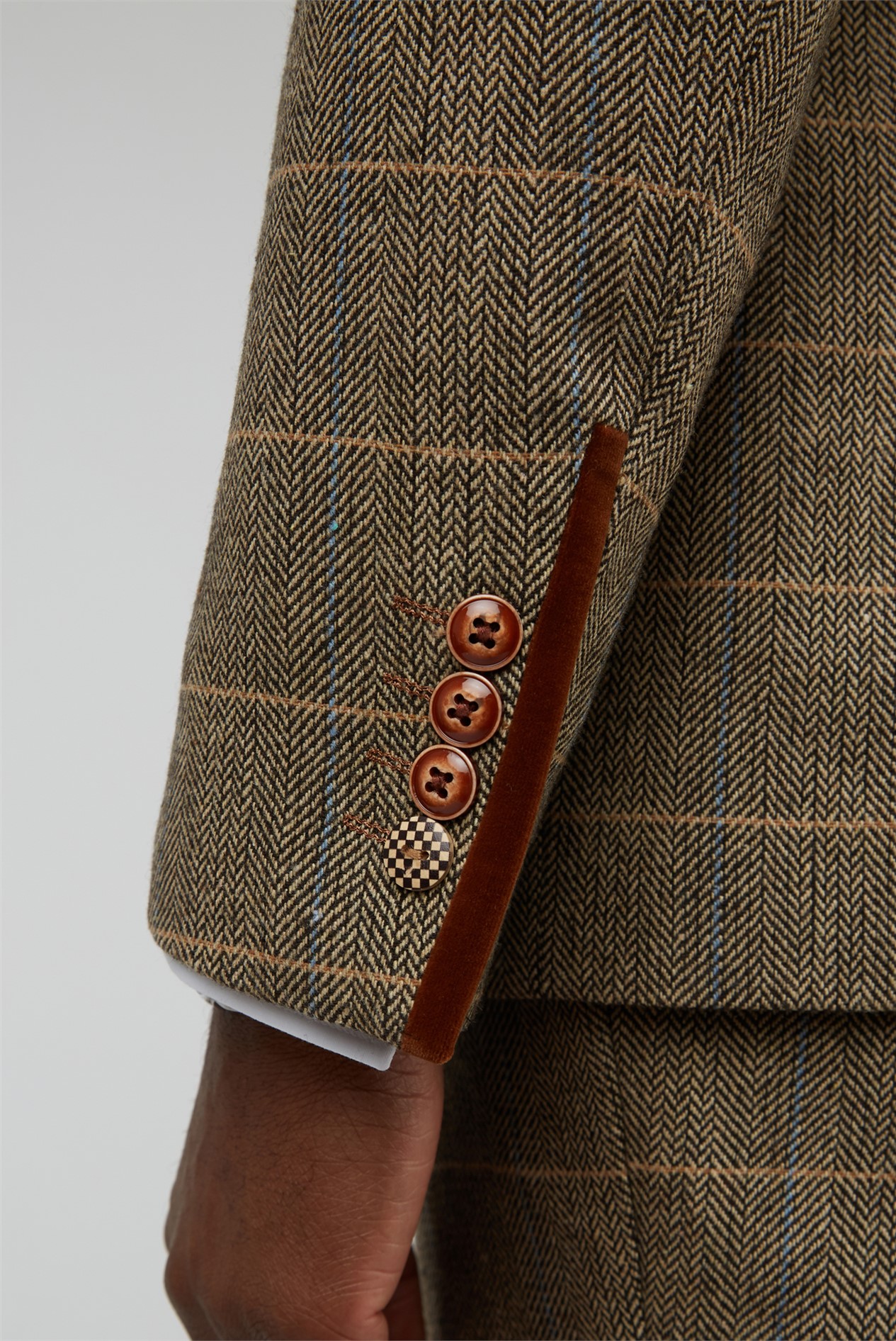 Marc Darcy Tailored Fit Ted Tan Check Jacket