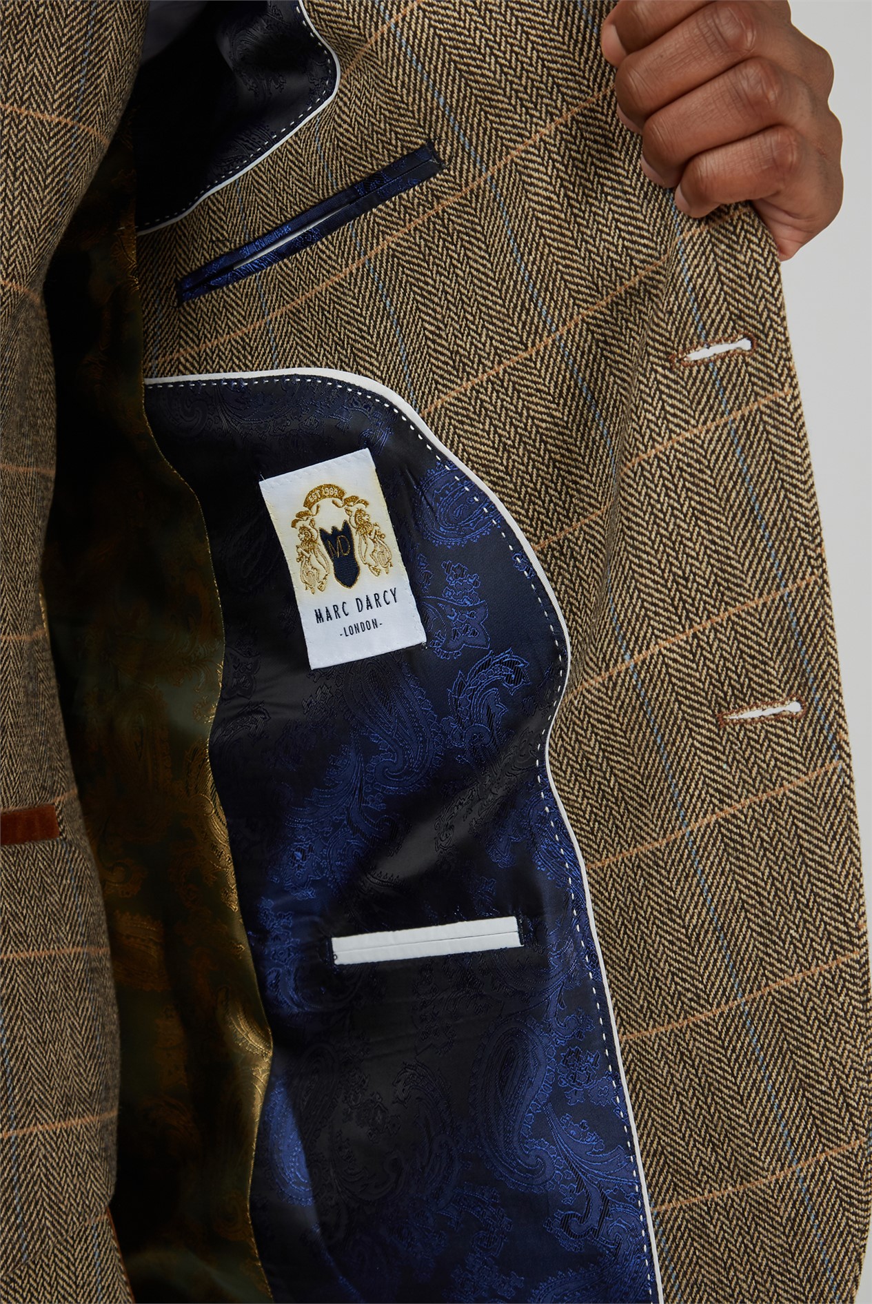 Marc Darcy Tailored Fit Ted Tan Check Jacket