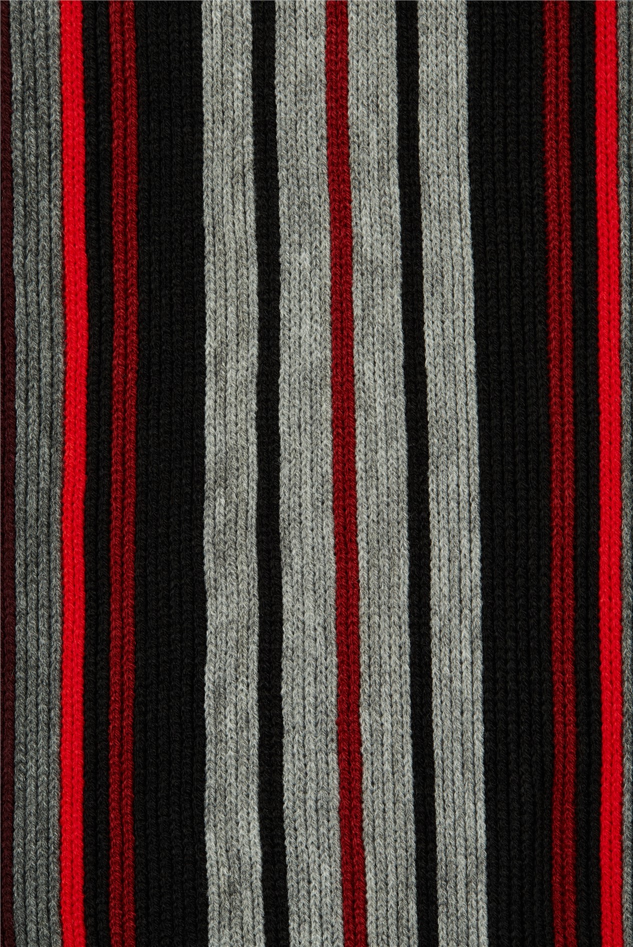  Red, Black And Grey Stripe Scarf