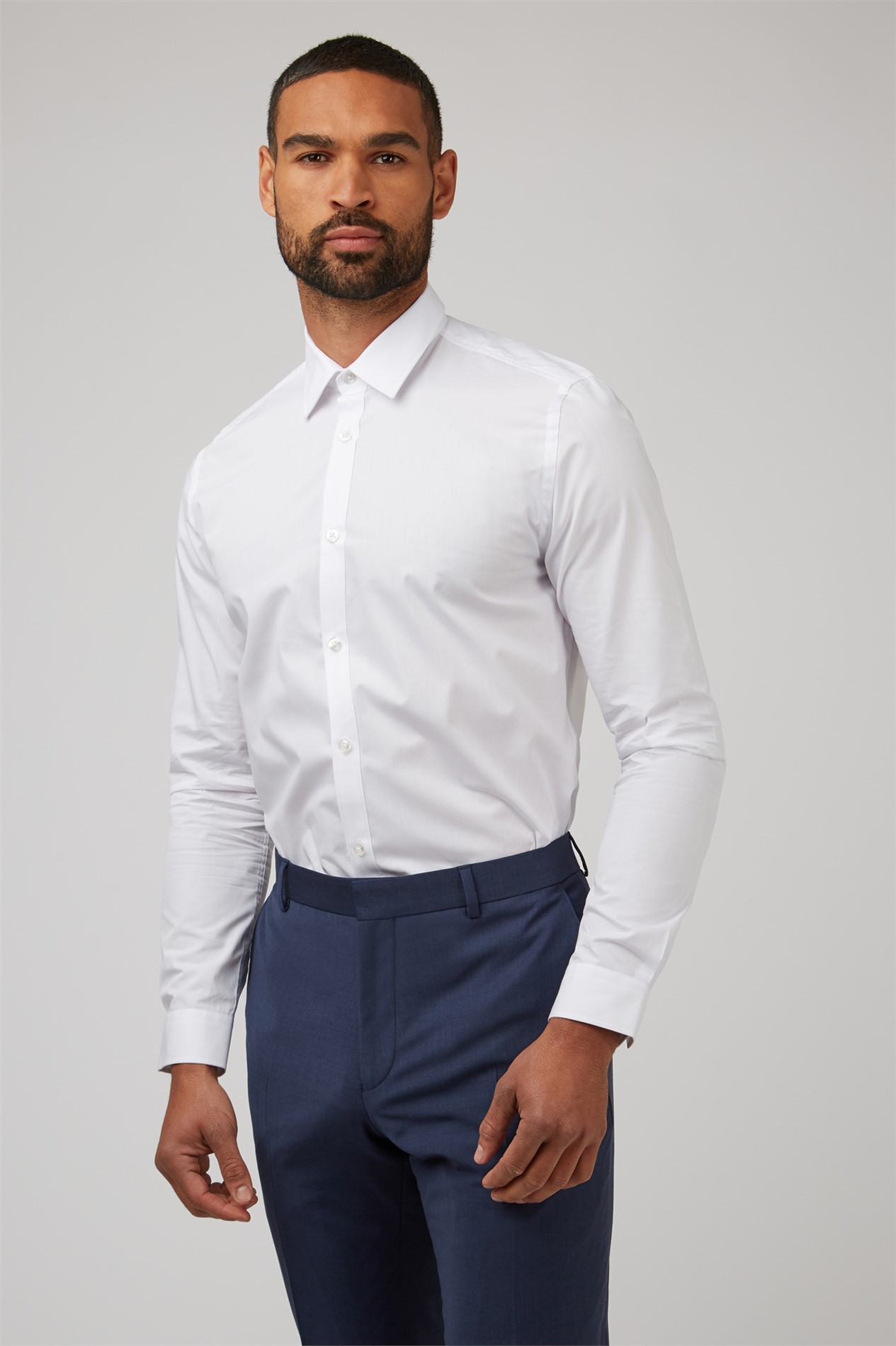 suitdirect.co.uk | Slim Fit Single Cuff White Poplin Shirt