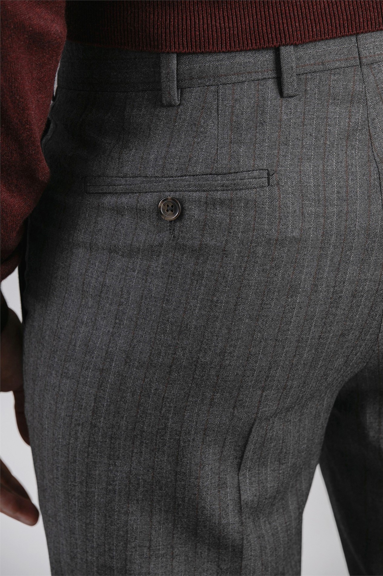  Tailored Fit Dark Grey Stripe Trousers