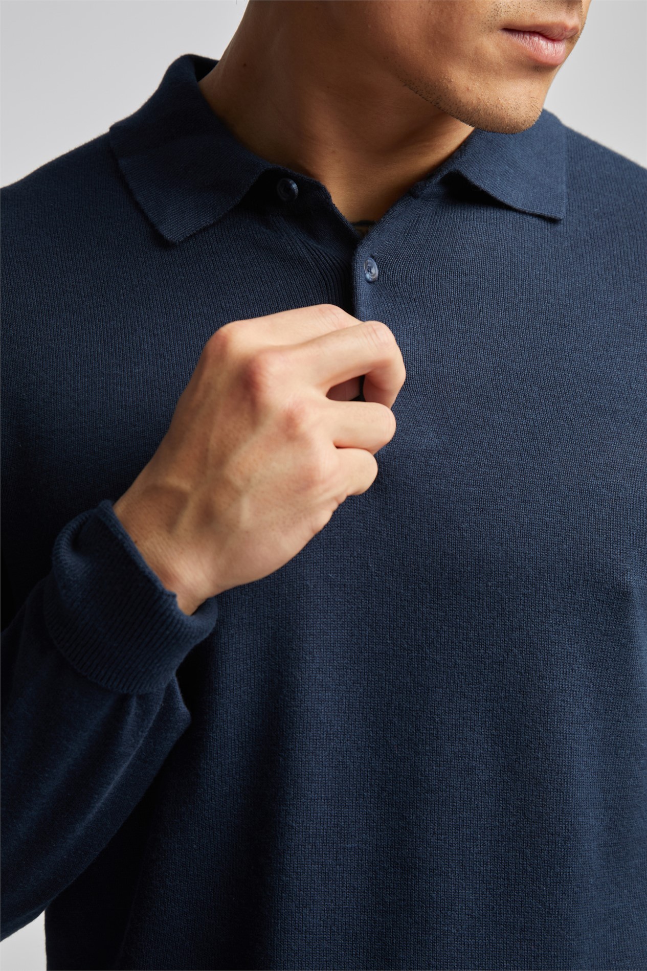  Long Sleeve Knitted Polo