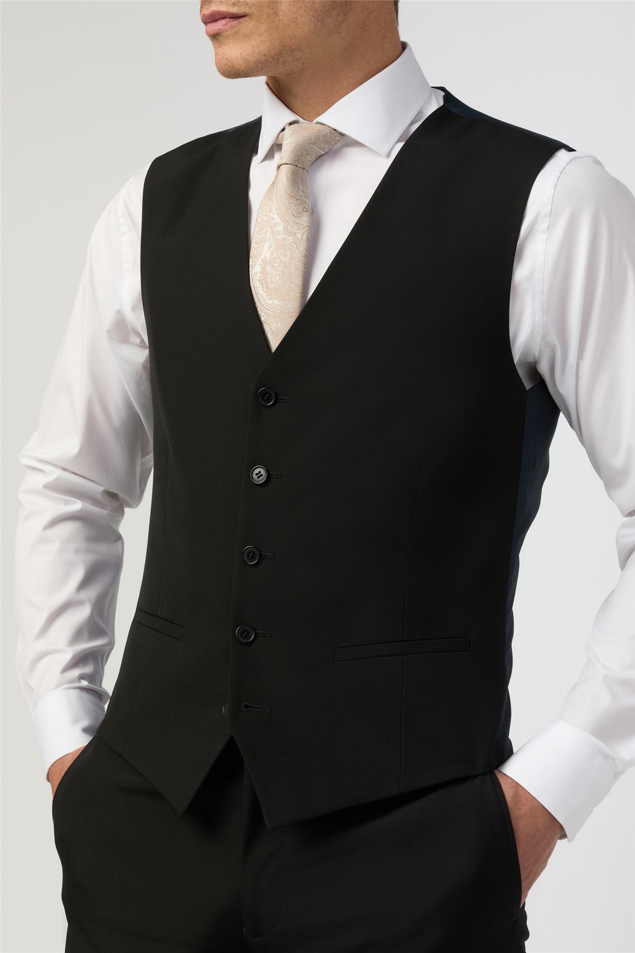 Limehaus Slim Fit Black Waistcoat