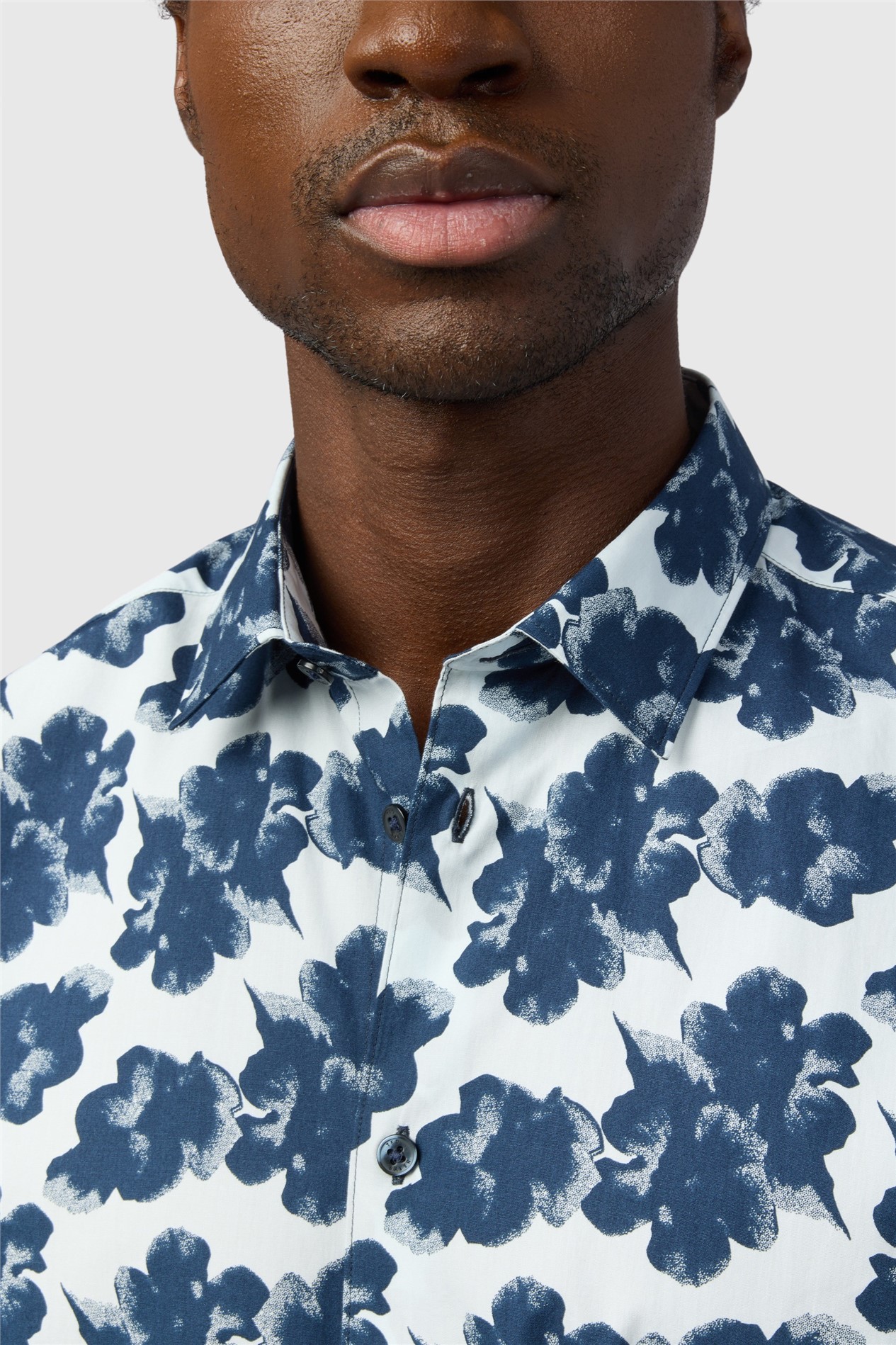 Ted Baker Slim Fit Ice Blue Dark Botanical Shirt | Suit Direct