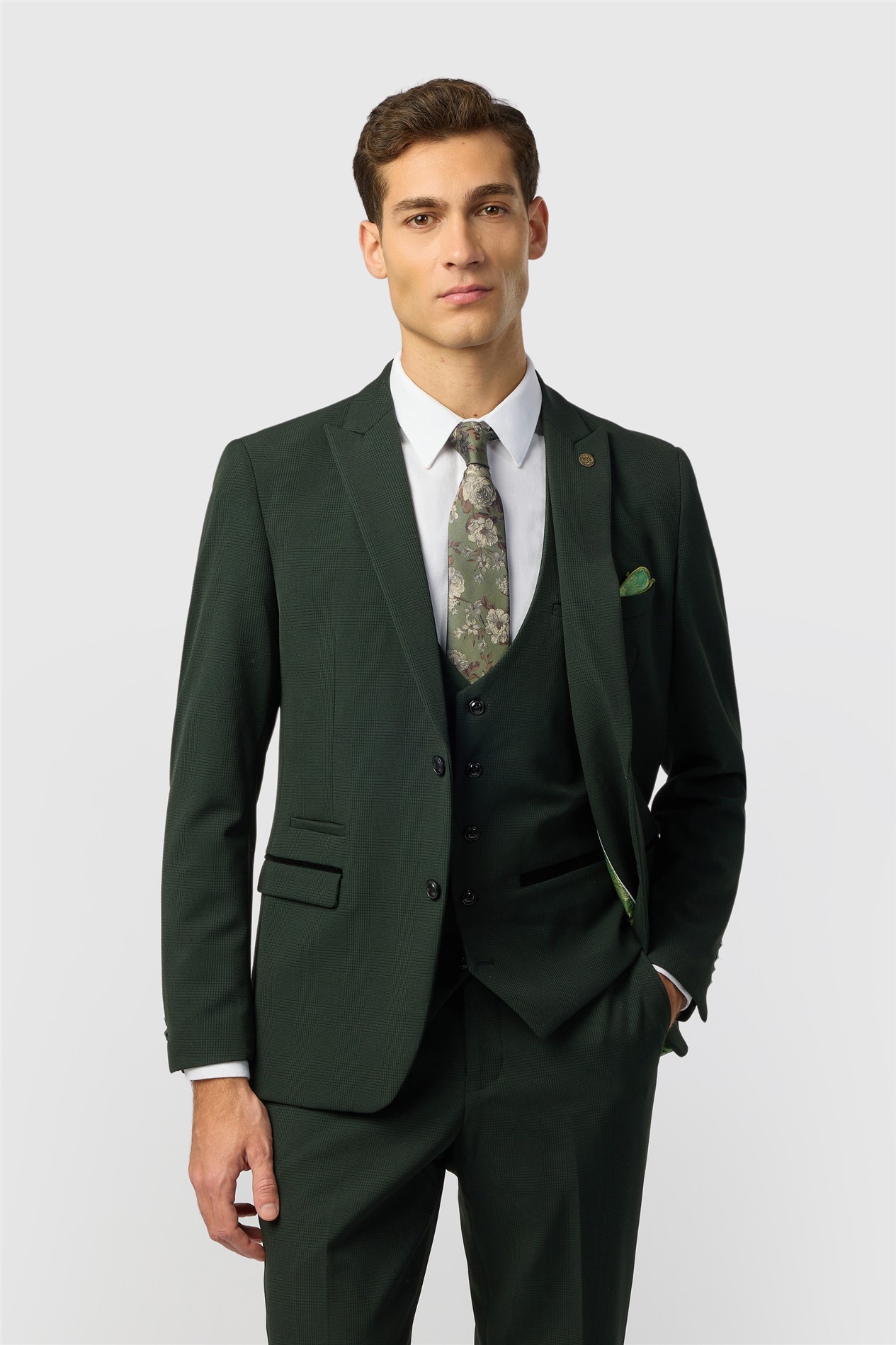 Marc Darcy Slim Fit Bromley Olive Green Suit Jacket