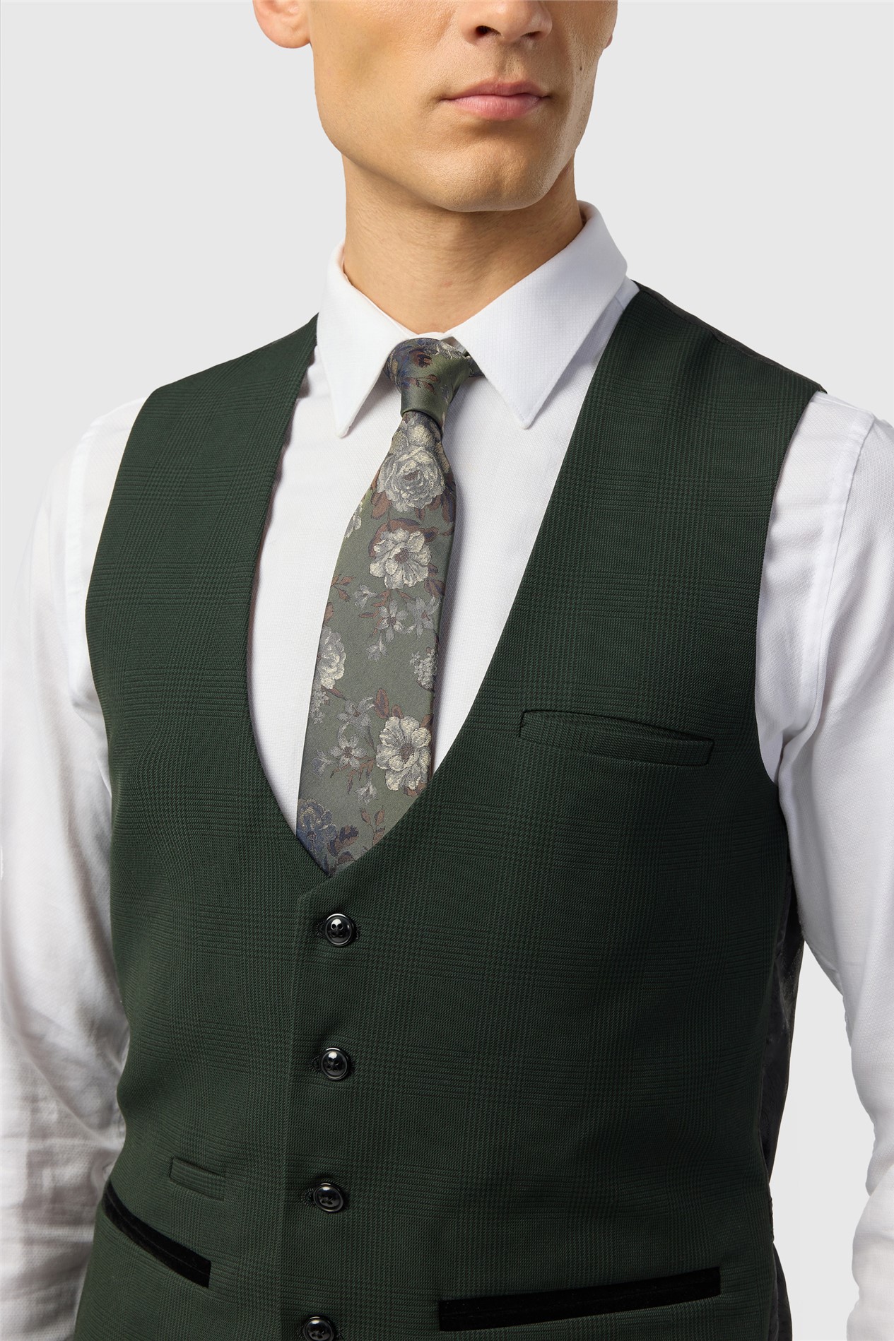 Marc Darcy Slim Fit Bromley Olive Green Waistcoat